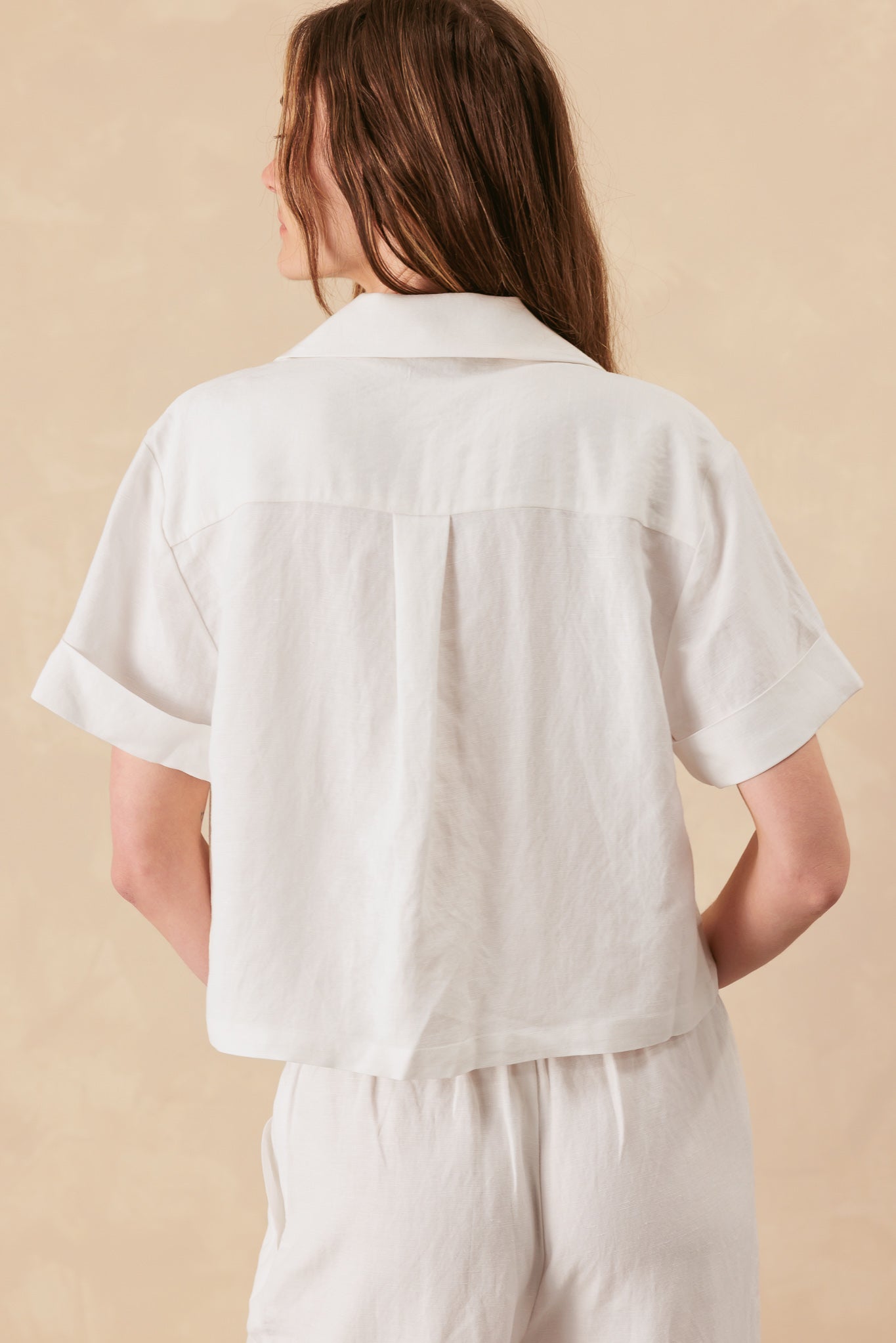Jan Linen Blend Boxy Cropped Shirt