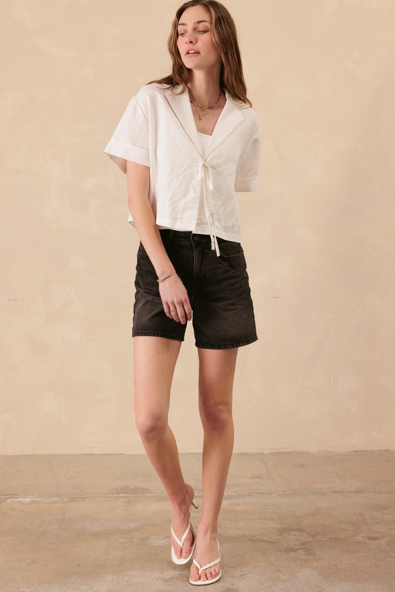 Jan Linen Blend Boxy Cropped Shirt