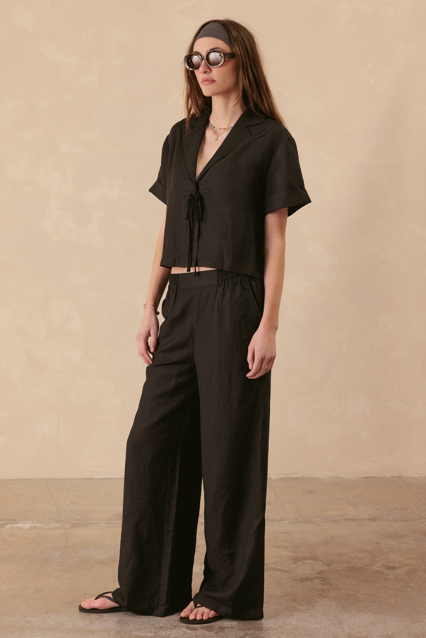 Melissa Linen Blend Wide Leg Pant
