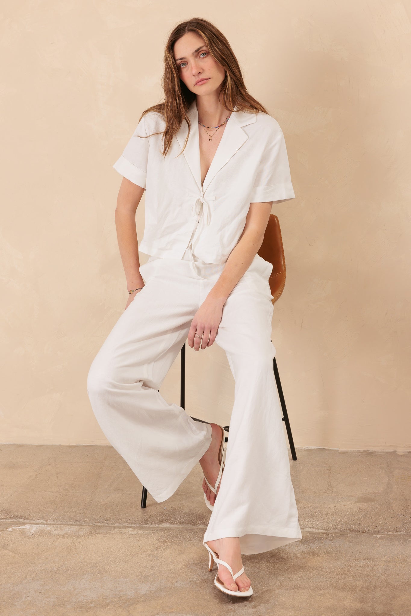Melissa Linen Blend Wide Leg Pant