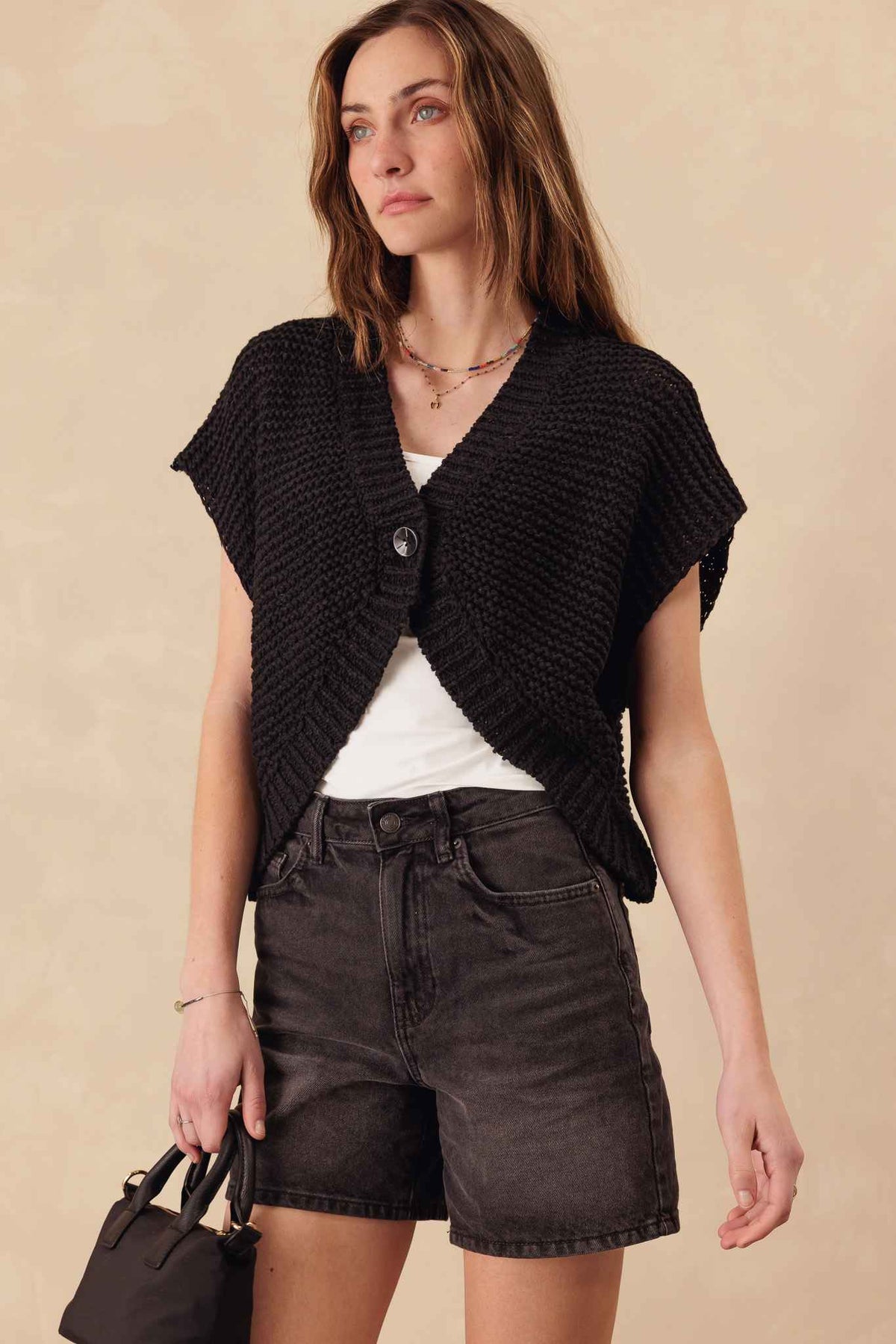 Patty Vest Cardigan in Chunky Cotton