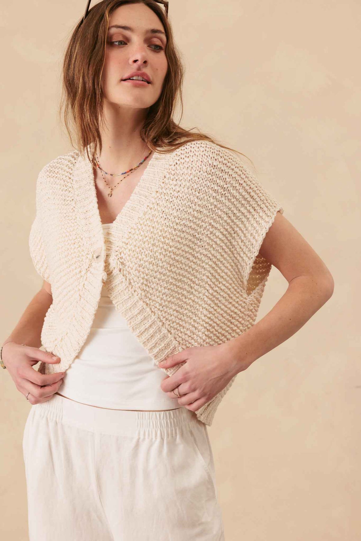 Patty Chunky Cotton Vest Cardigan