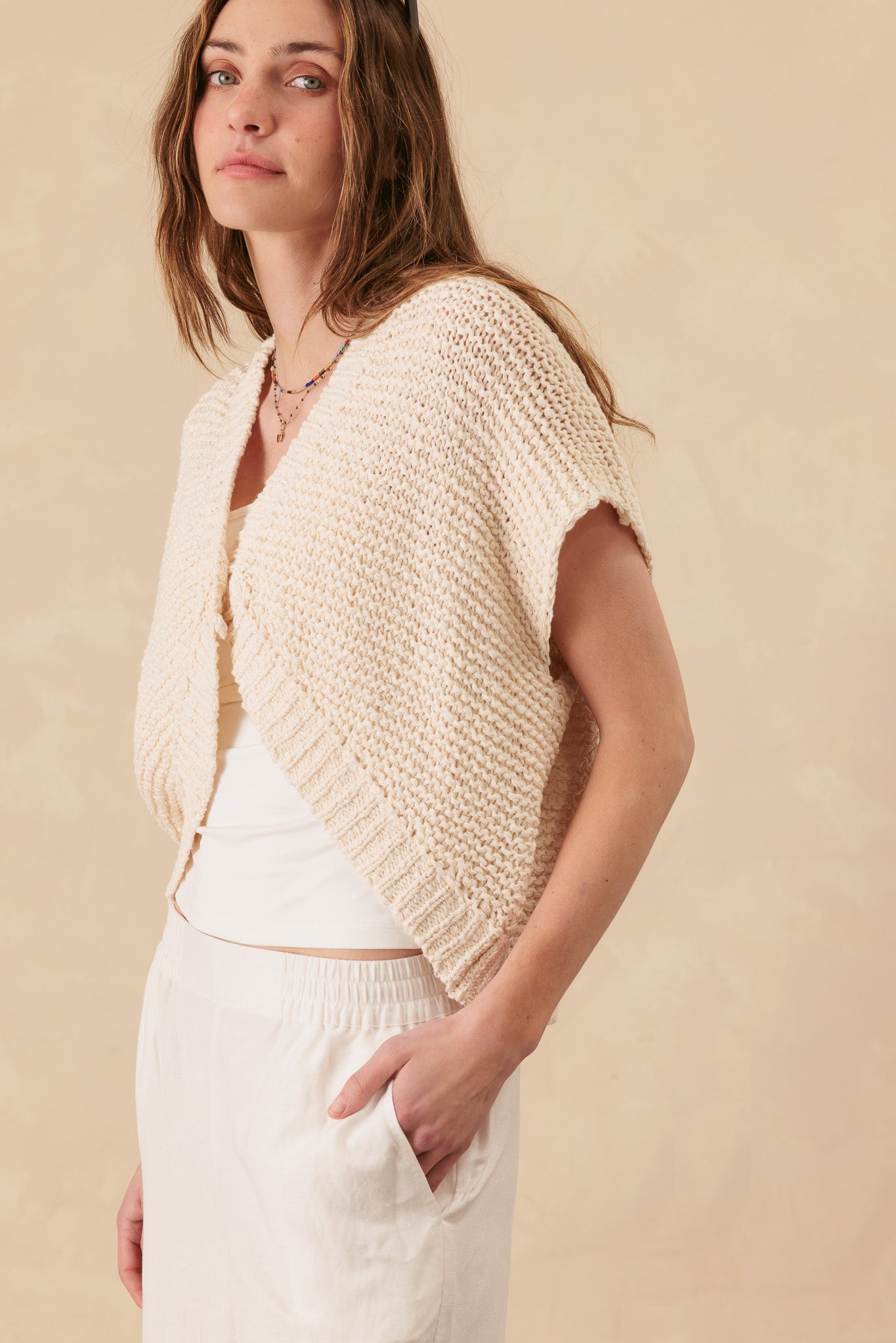 Patty Chunky Cotton Vest Cardigan