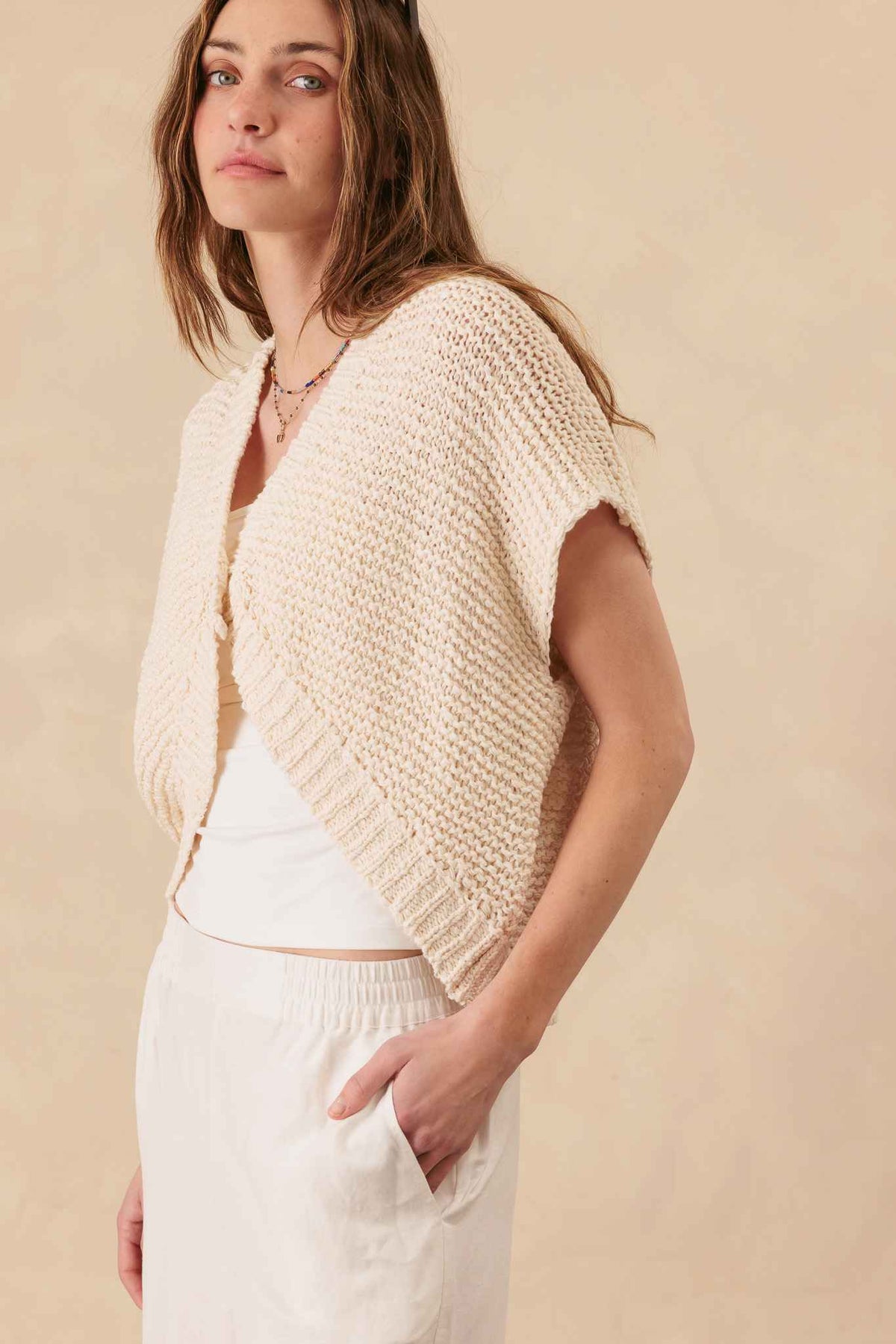 Patty Chunky Cotton Vest Cardigan