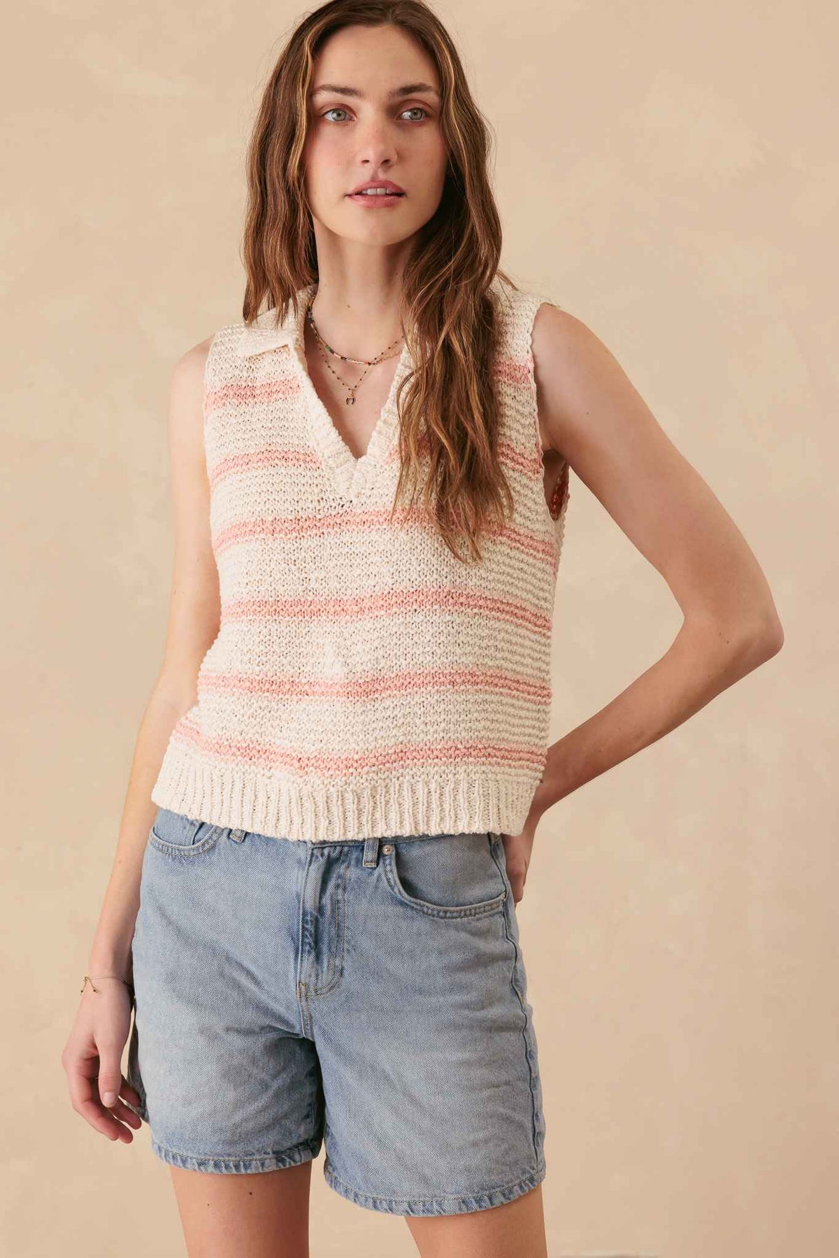 Sigrid Cotton Stripe Collar Tank
