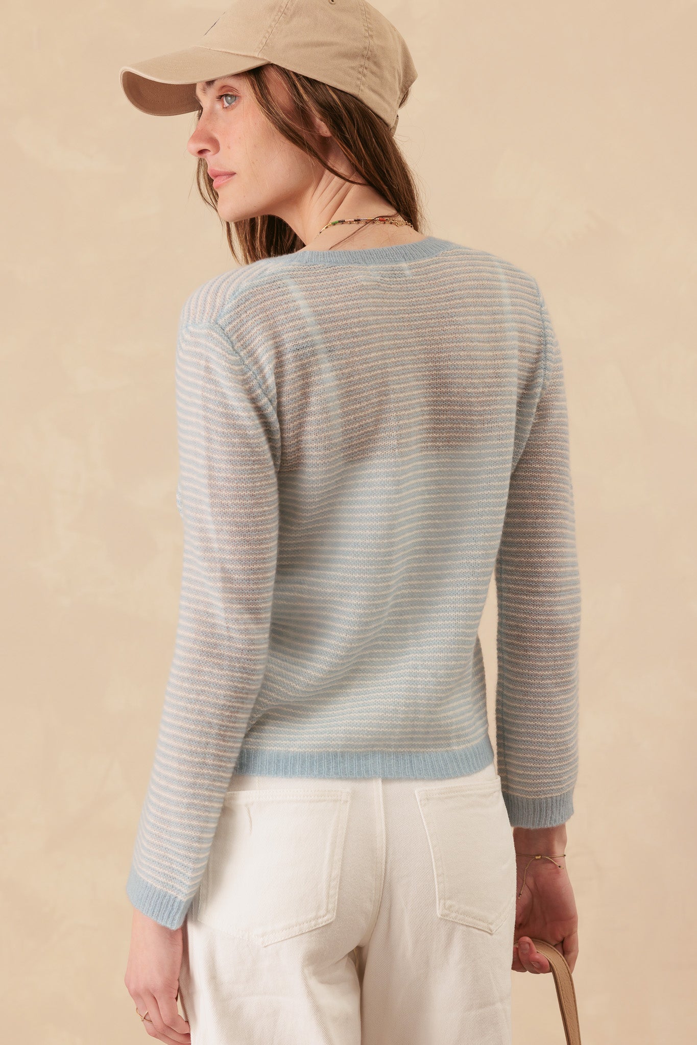 Kaity Mini Stripe Silk Cashmere Cardigan