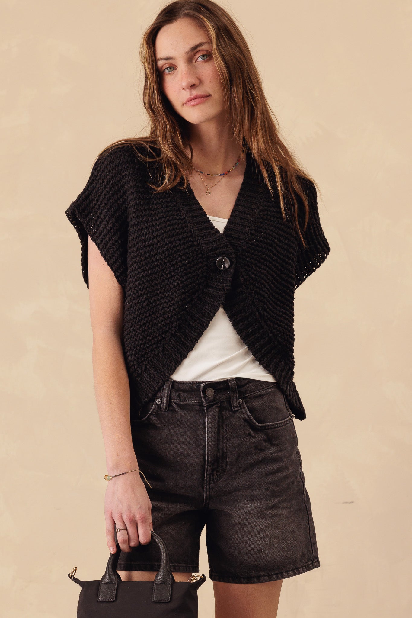 Patty Vest Cardigan in Chunky Cotton