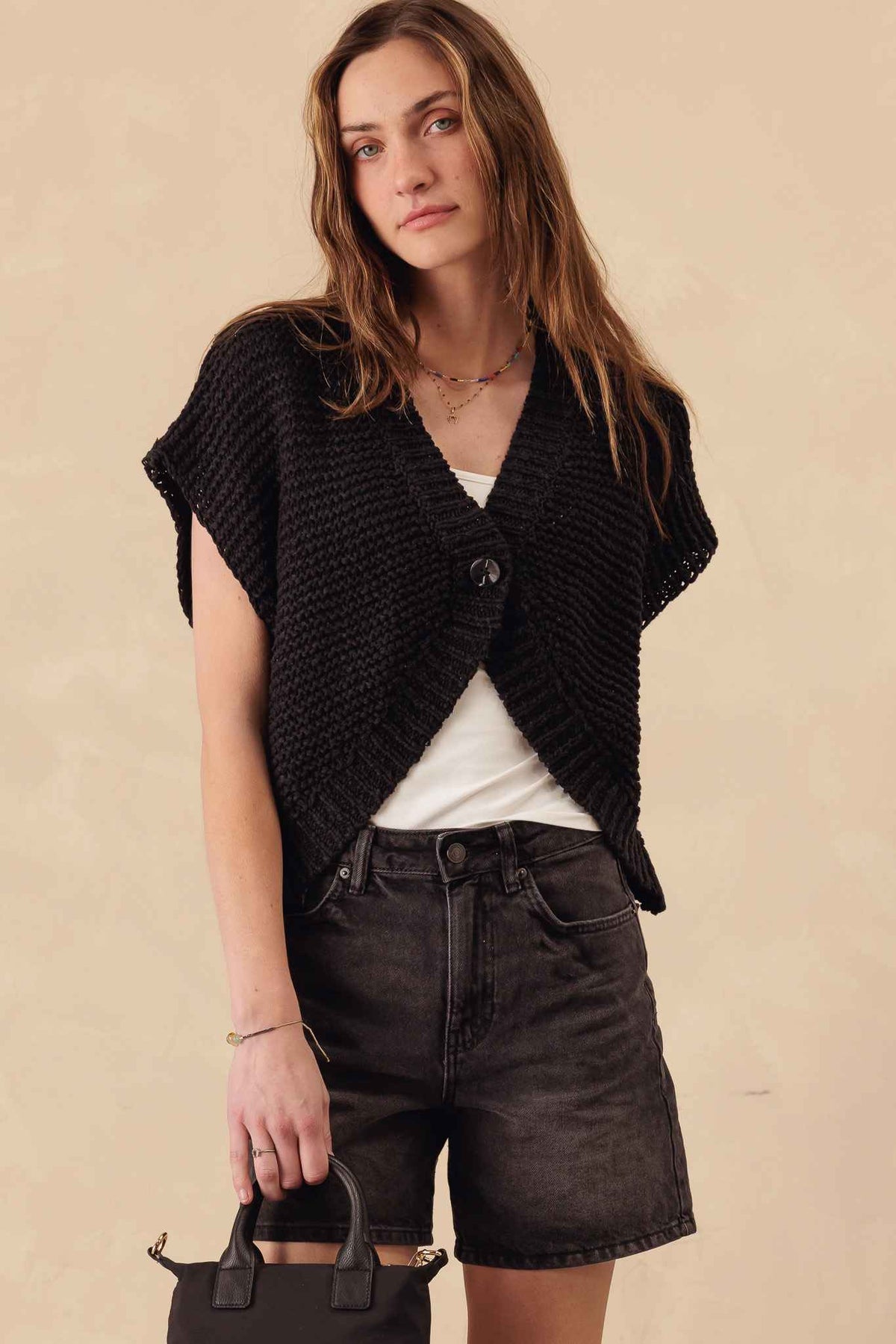Patty Vest Cardigan in Chunky Cotton