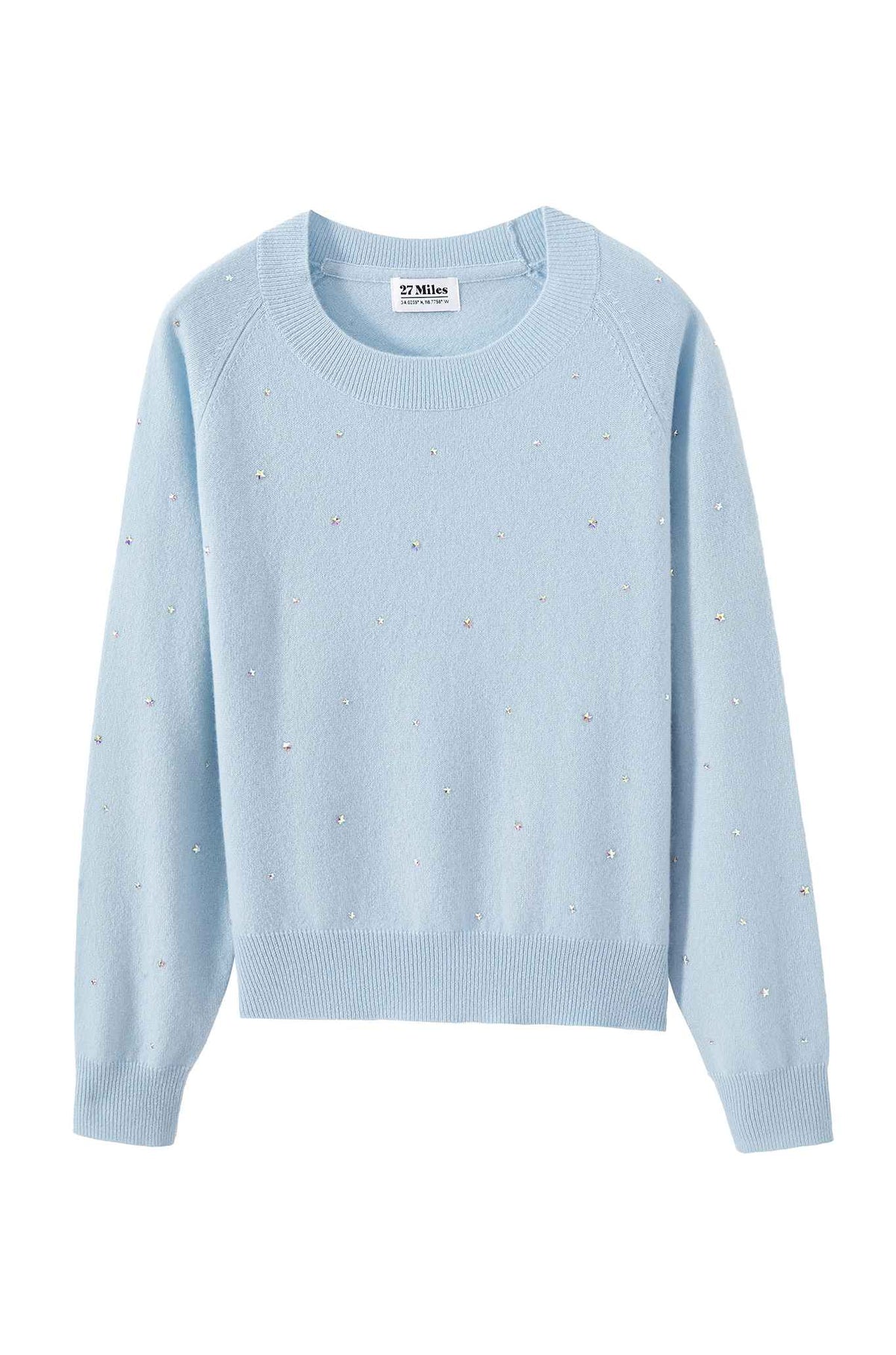 Letitia Cashmere Wide Crew with Star Rhinestones