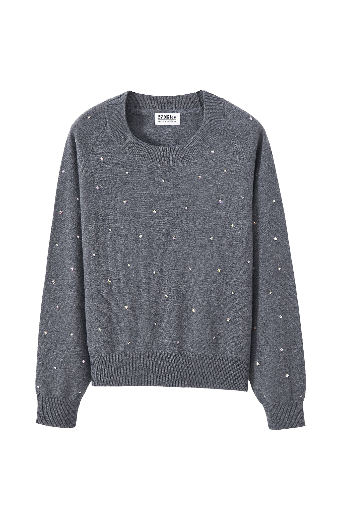 Letitia Cashmere Wide Crew with Star Rhinestones