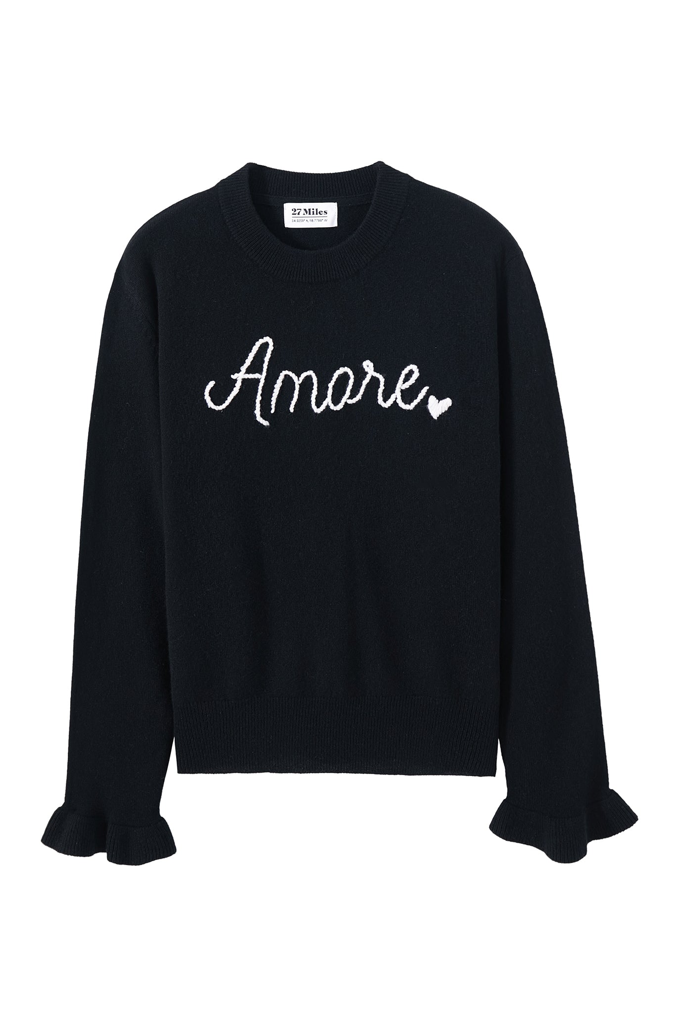 Amore Embroidered Cashmere Crew