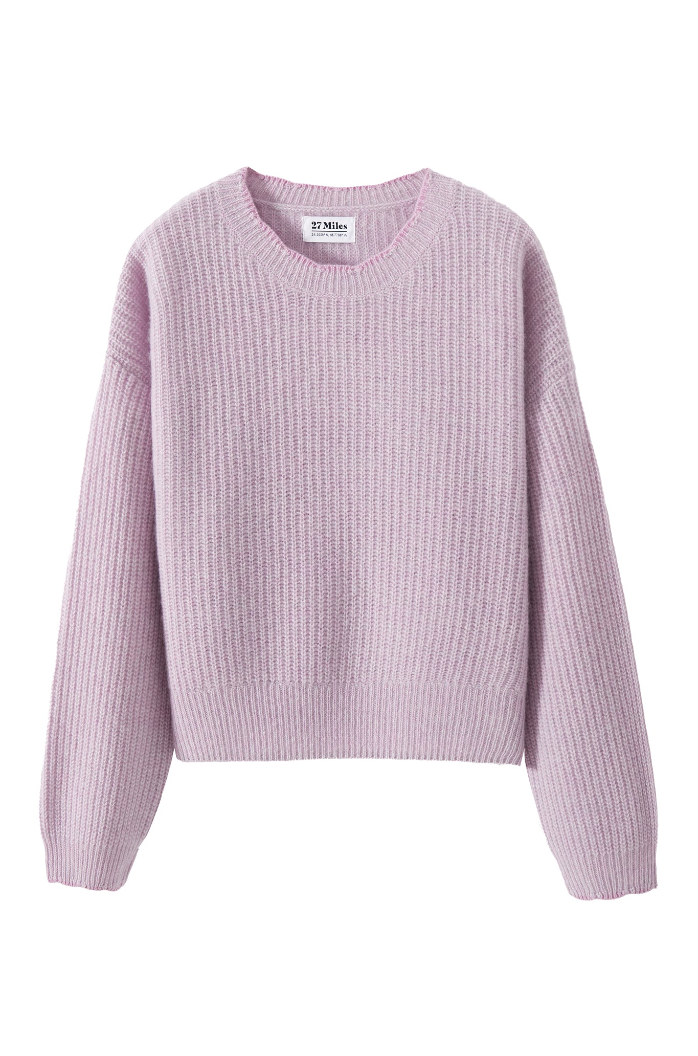 Alba Marled Cashmere Crew with Contrast Tipping
