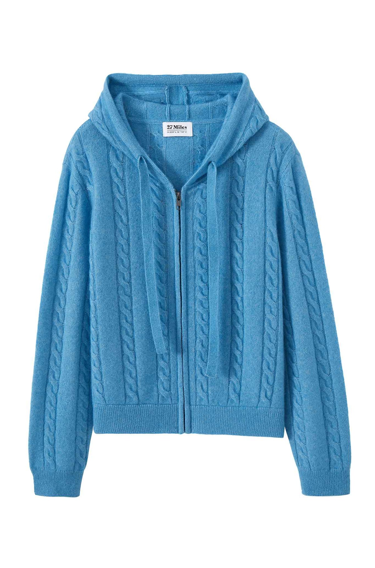 Anisa Cashmere Blend Cable Zip Hoodie