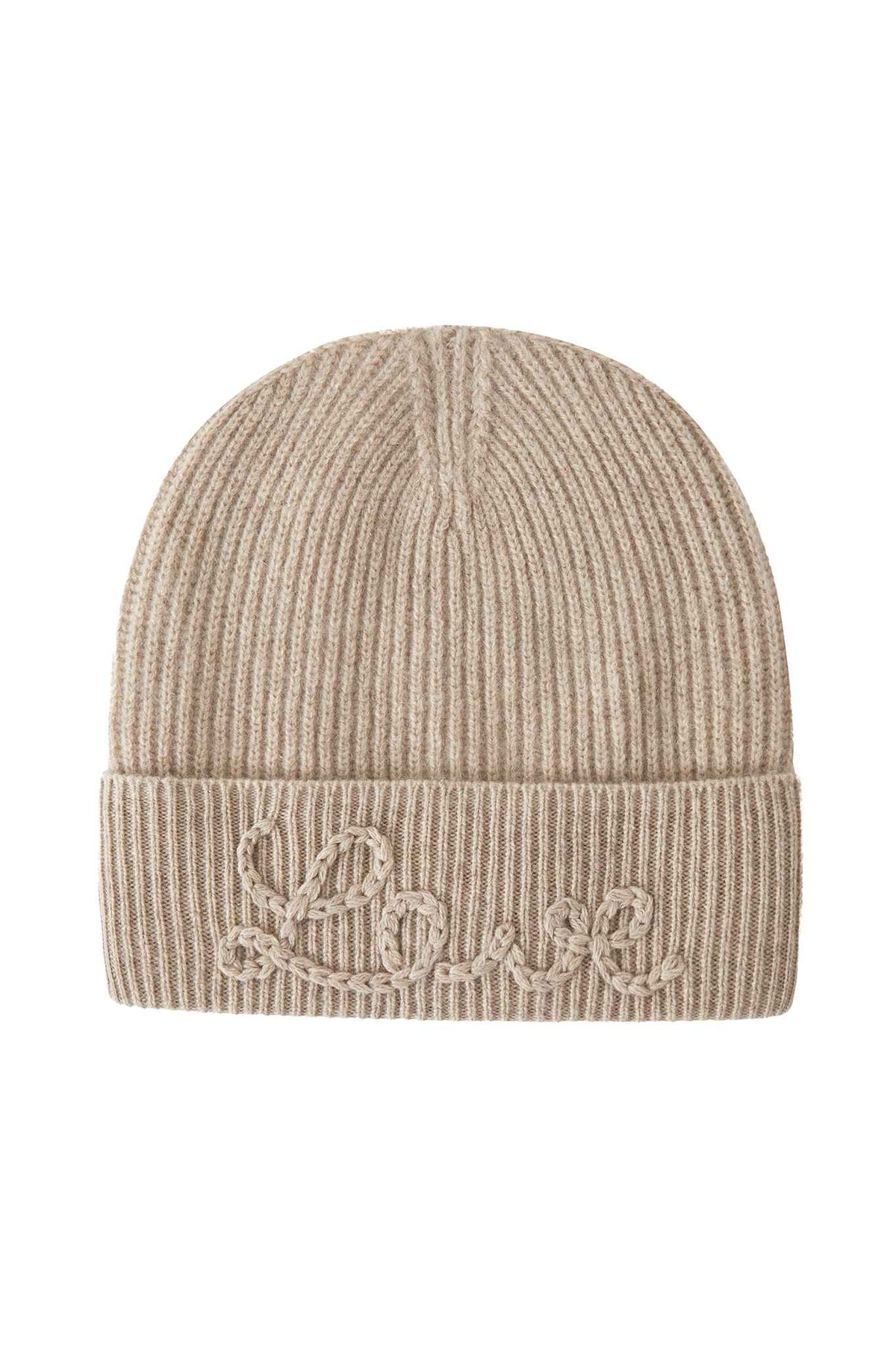 Dolce Cashmere Beanie with Love Embroidery