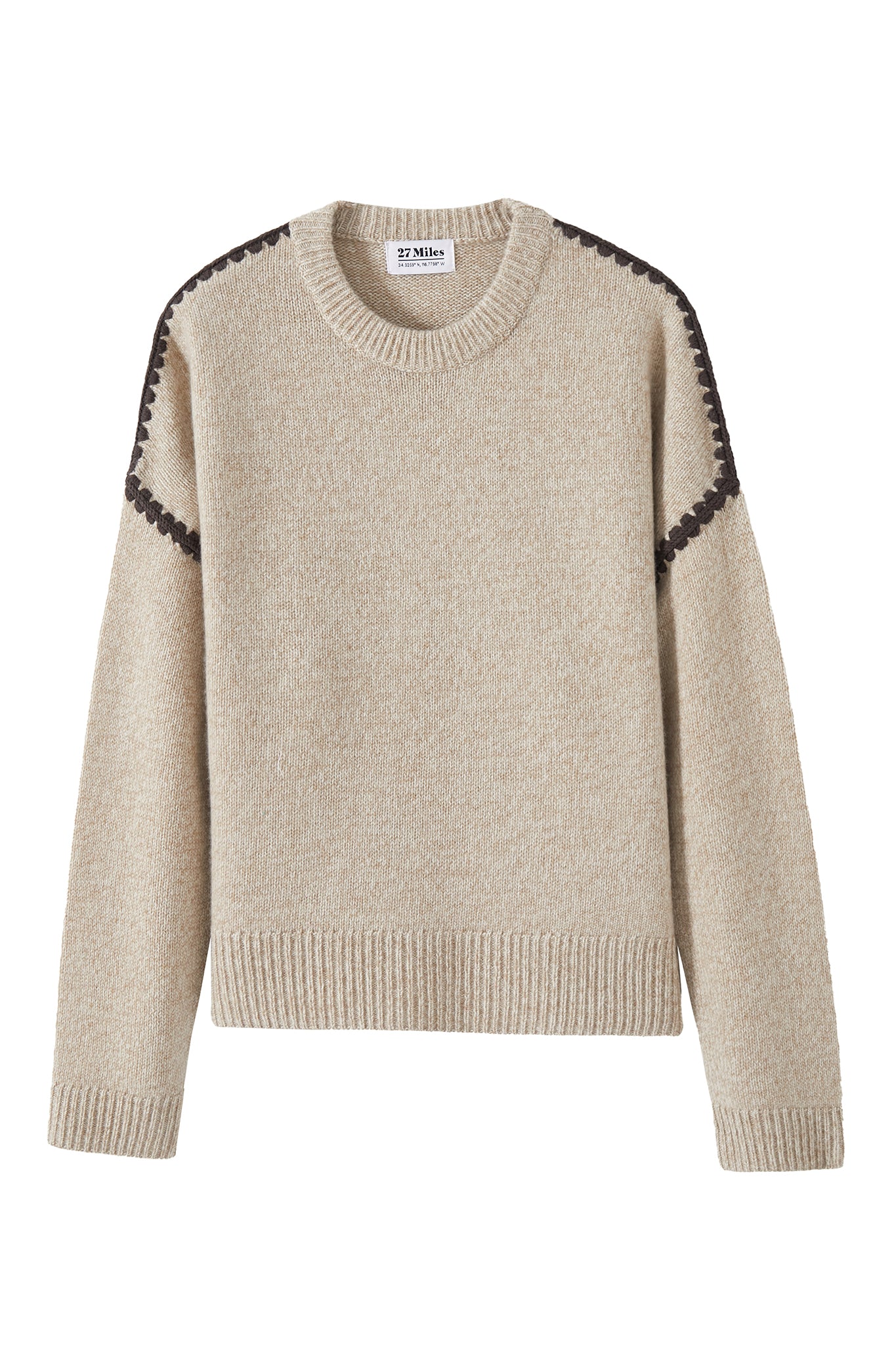 Maika Cashmere Crew with Contrast Stitching