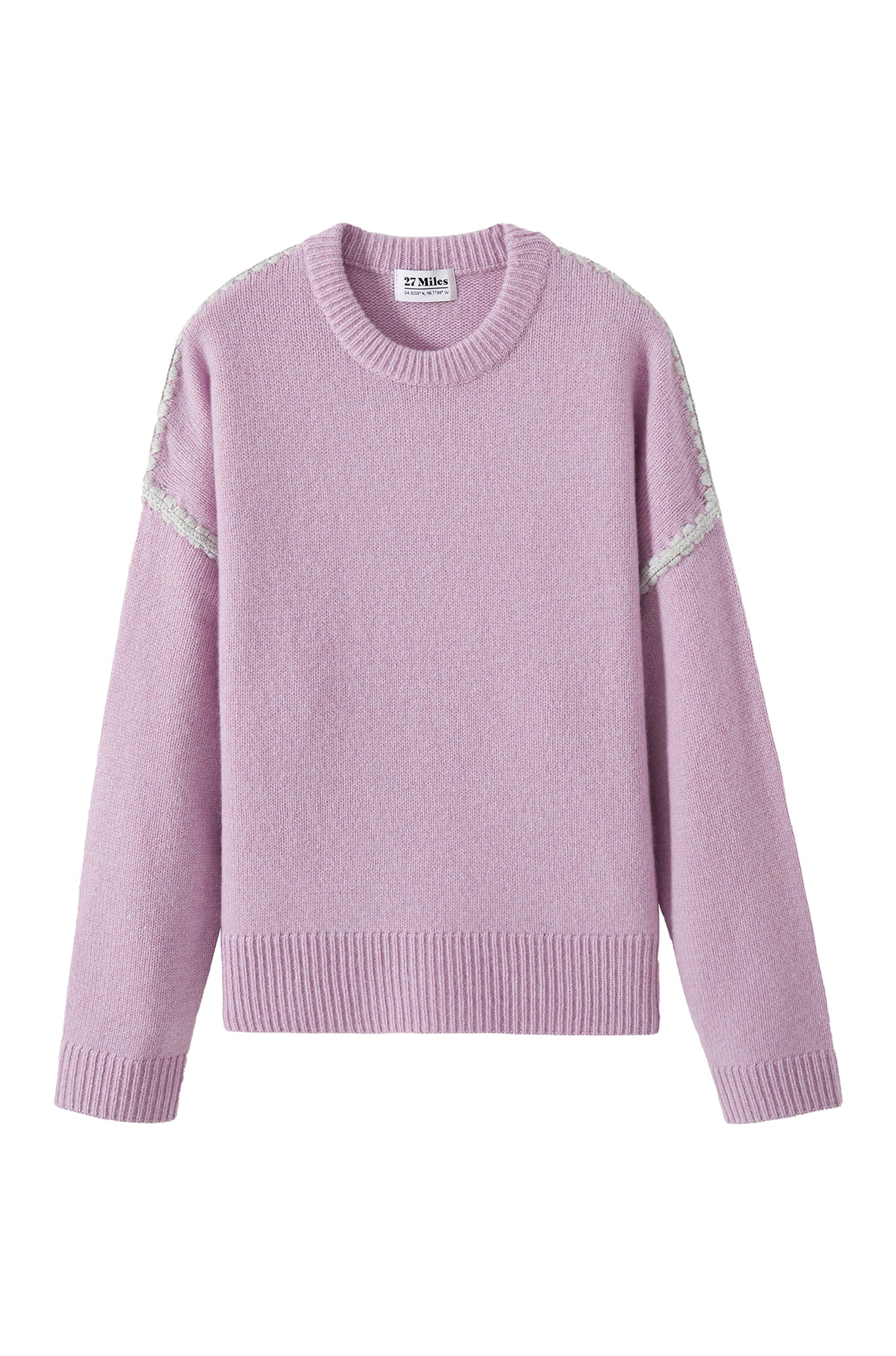 Maika Cashmere Crew with Contrast Stitching