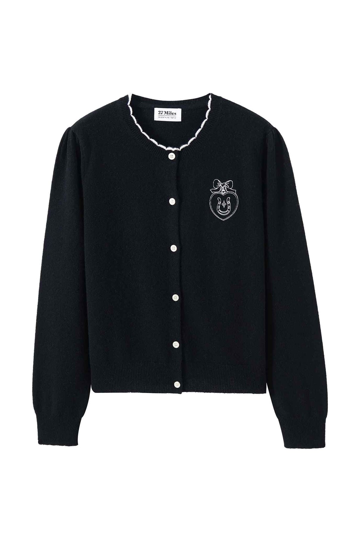 Mylan Cashmere Cardigan With Heart Embroidery