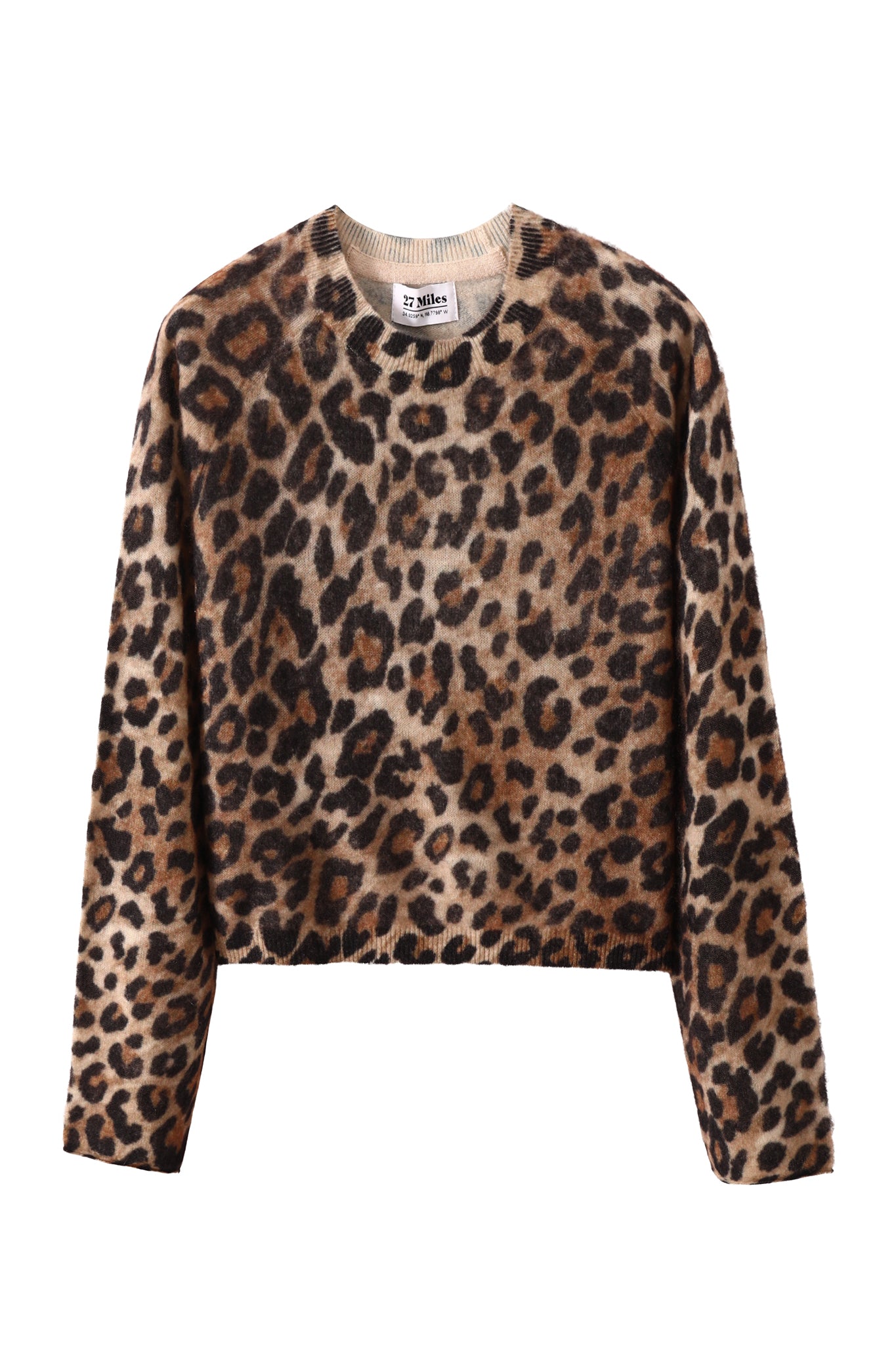 Melly Brushed Cashmere Leopard Print Crew