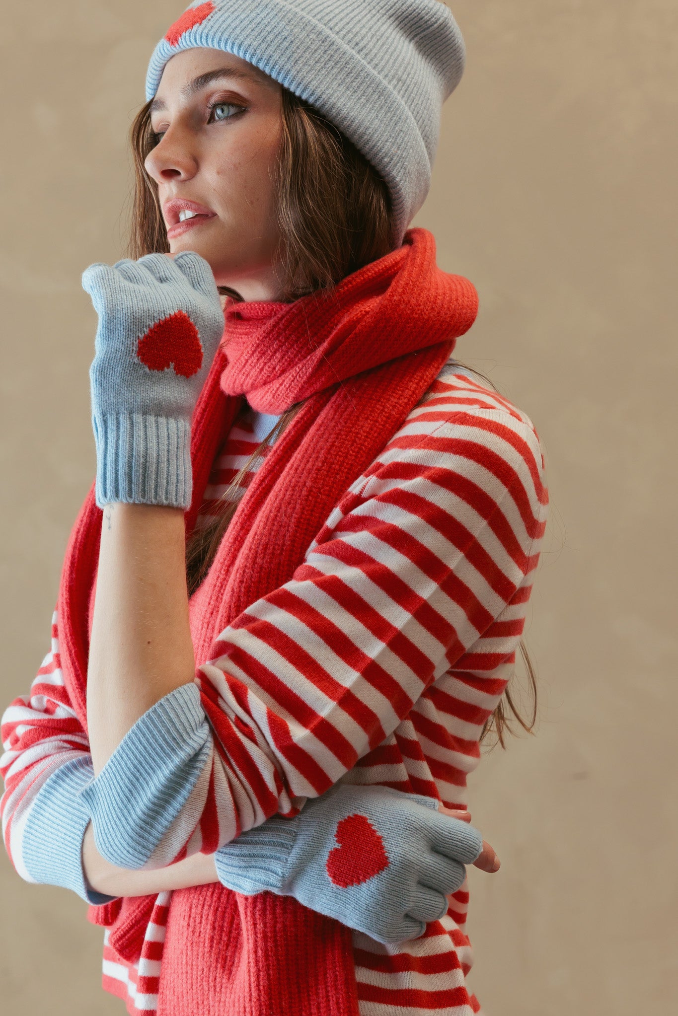 Scarlett Cashmere Heart Fingerless Gloves