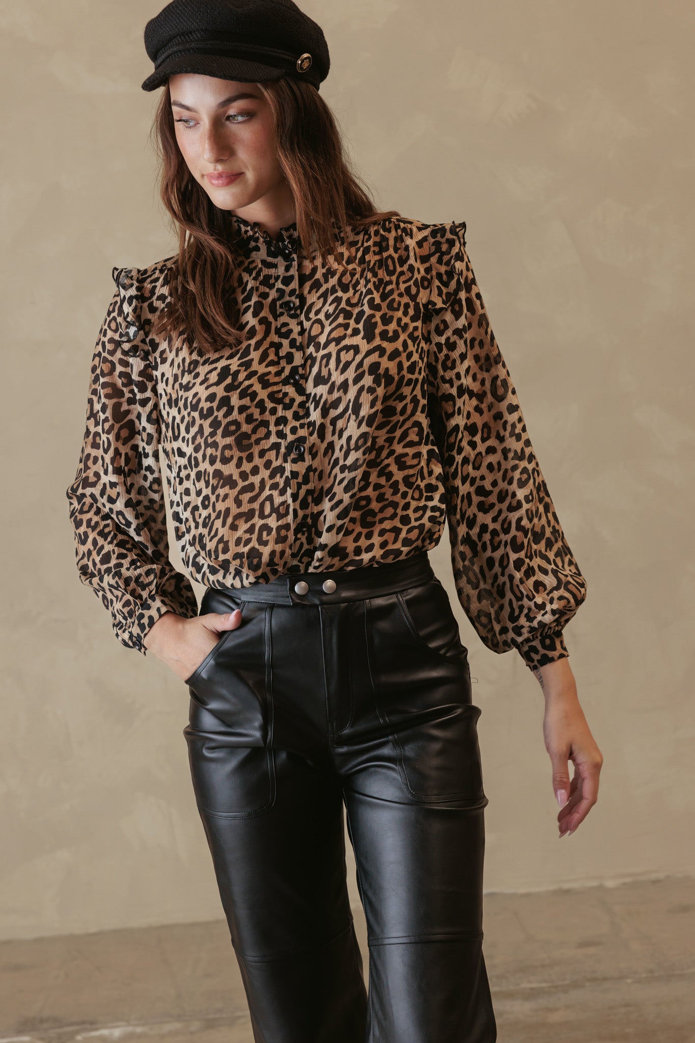 Mirella Leopard Print Silk Blouse