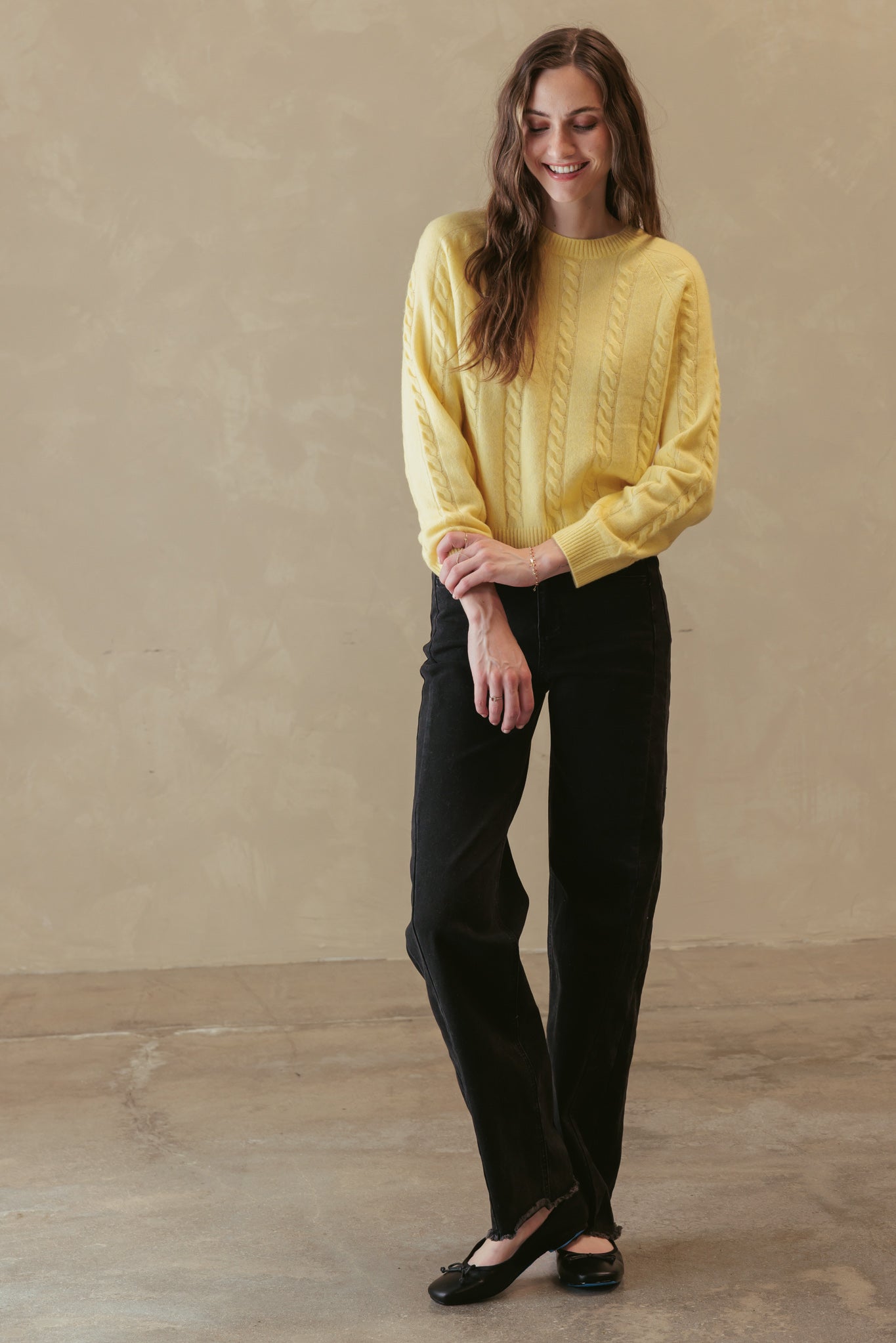 Zhenya Cashmere Blend Cable Crew