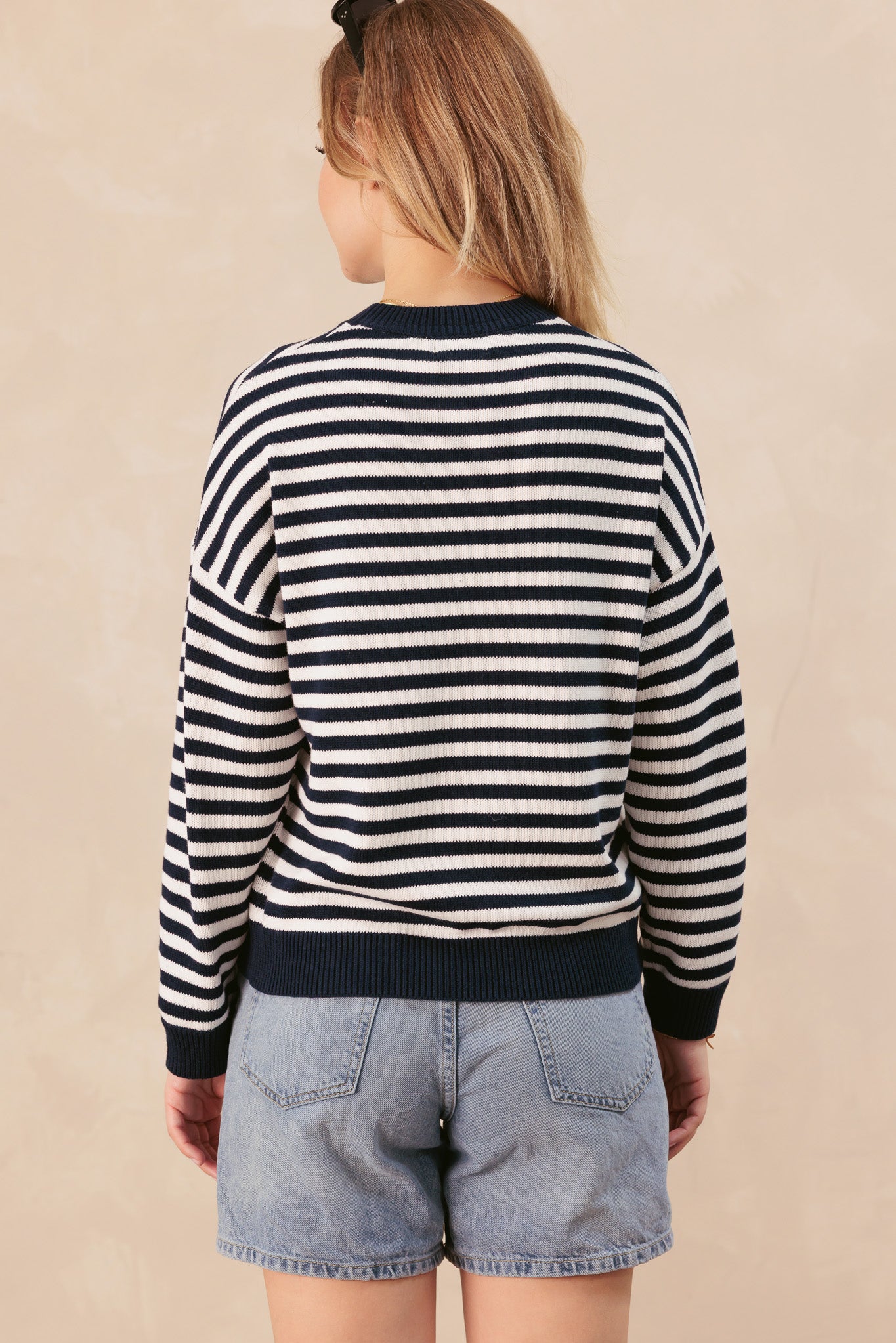 Sonja Cotton Striped Crew With Crab Graphic