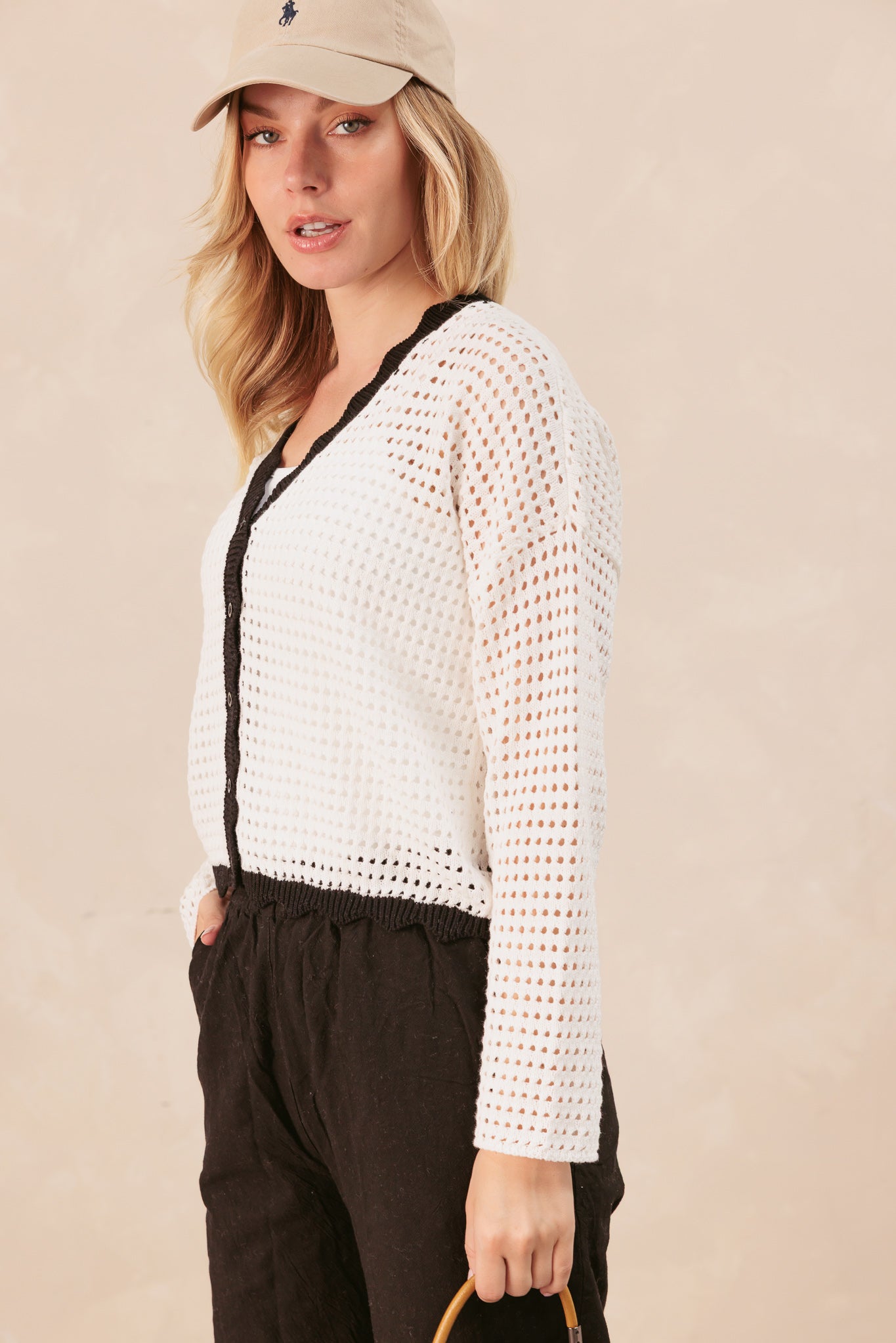 Tammie Cotton Cardigan With Contrast Trim
