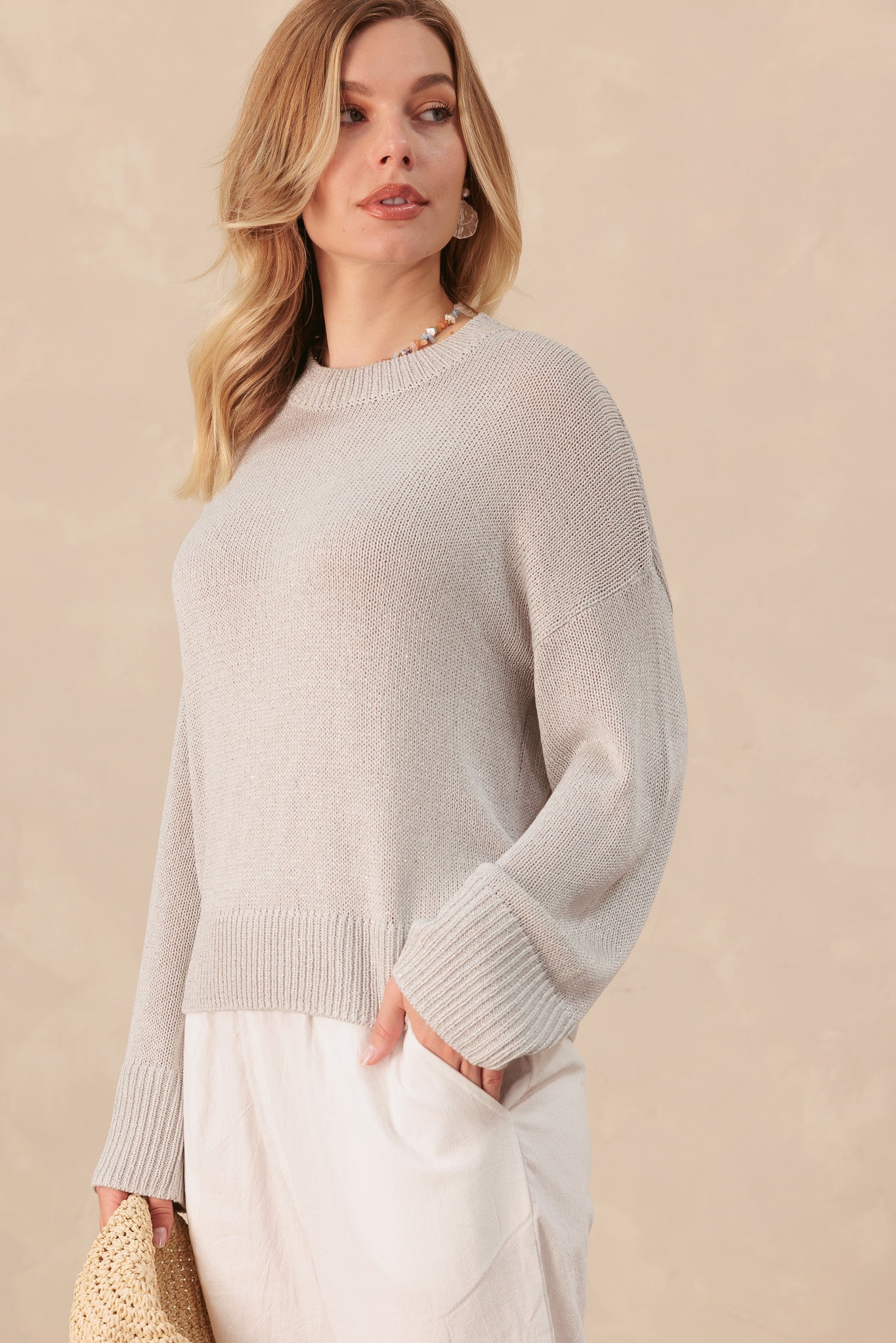 Wynelle Sequin Crewneck Knit Top