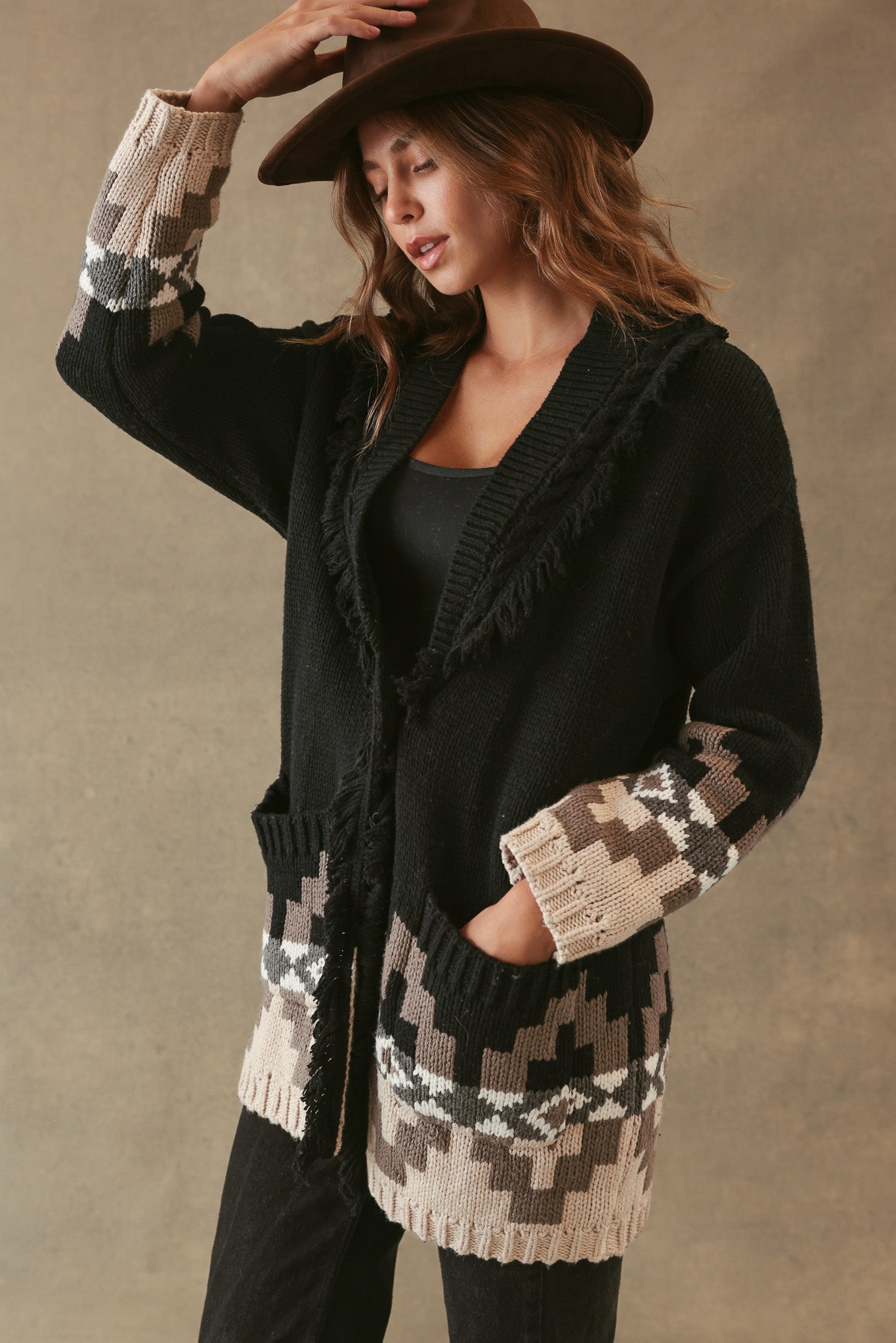 Demeree Cardigan with Southwestern Pattern