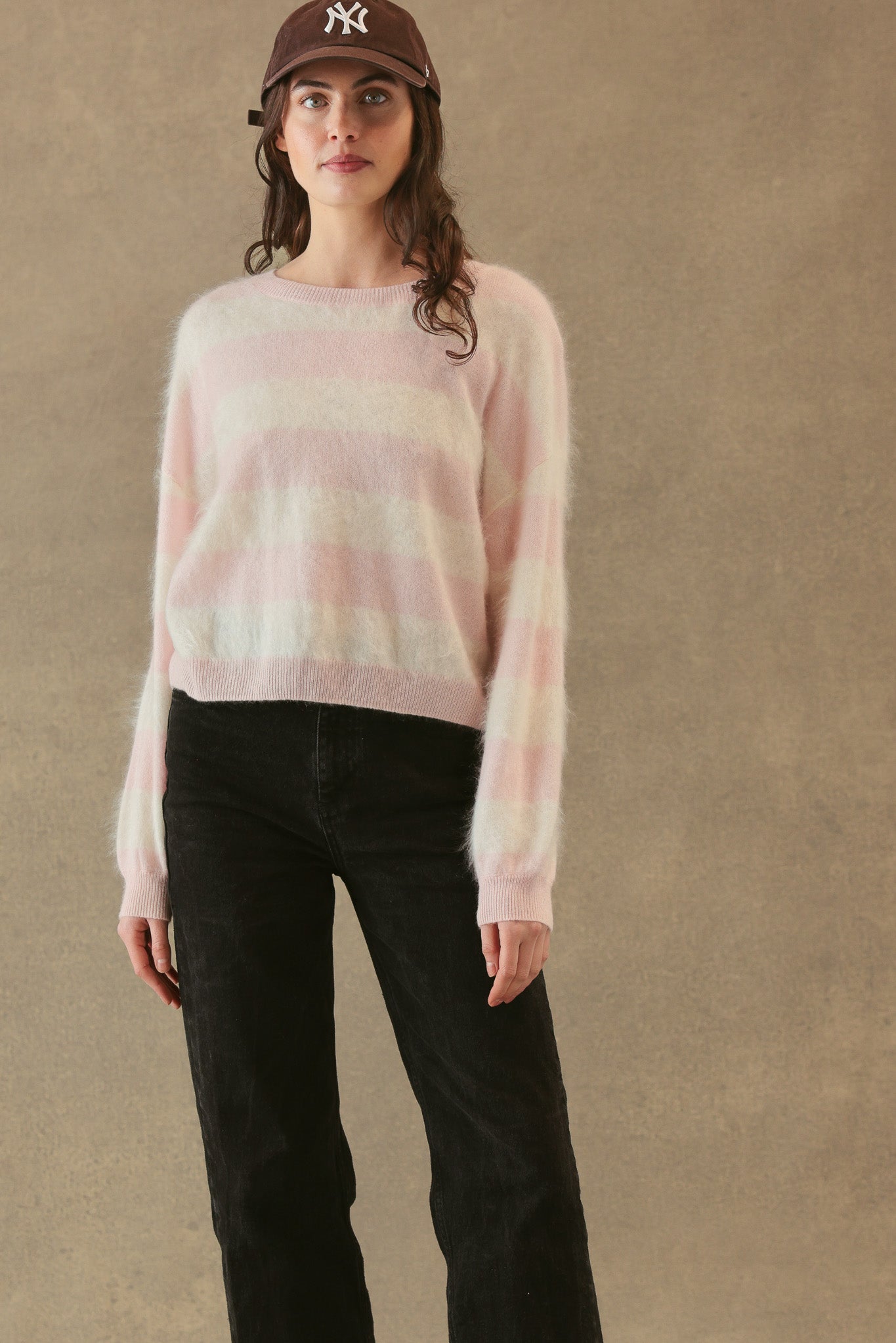 Elidia Fuzzy Striped Cashmere Pullover