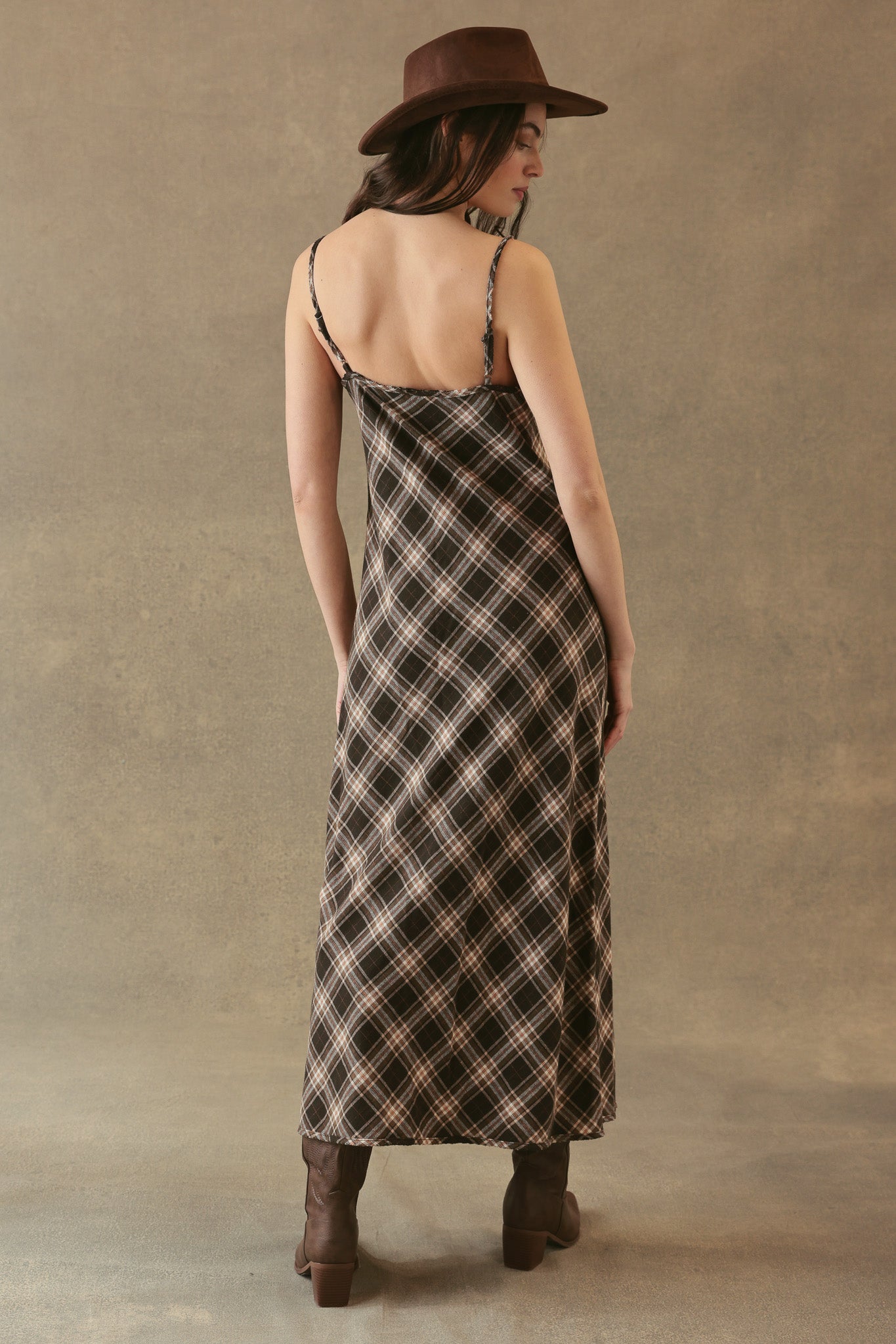 Freda Plaid Bias Cut Slip Dress
