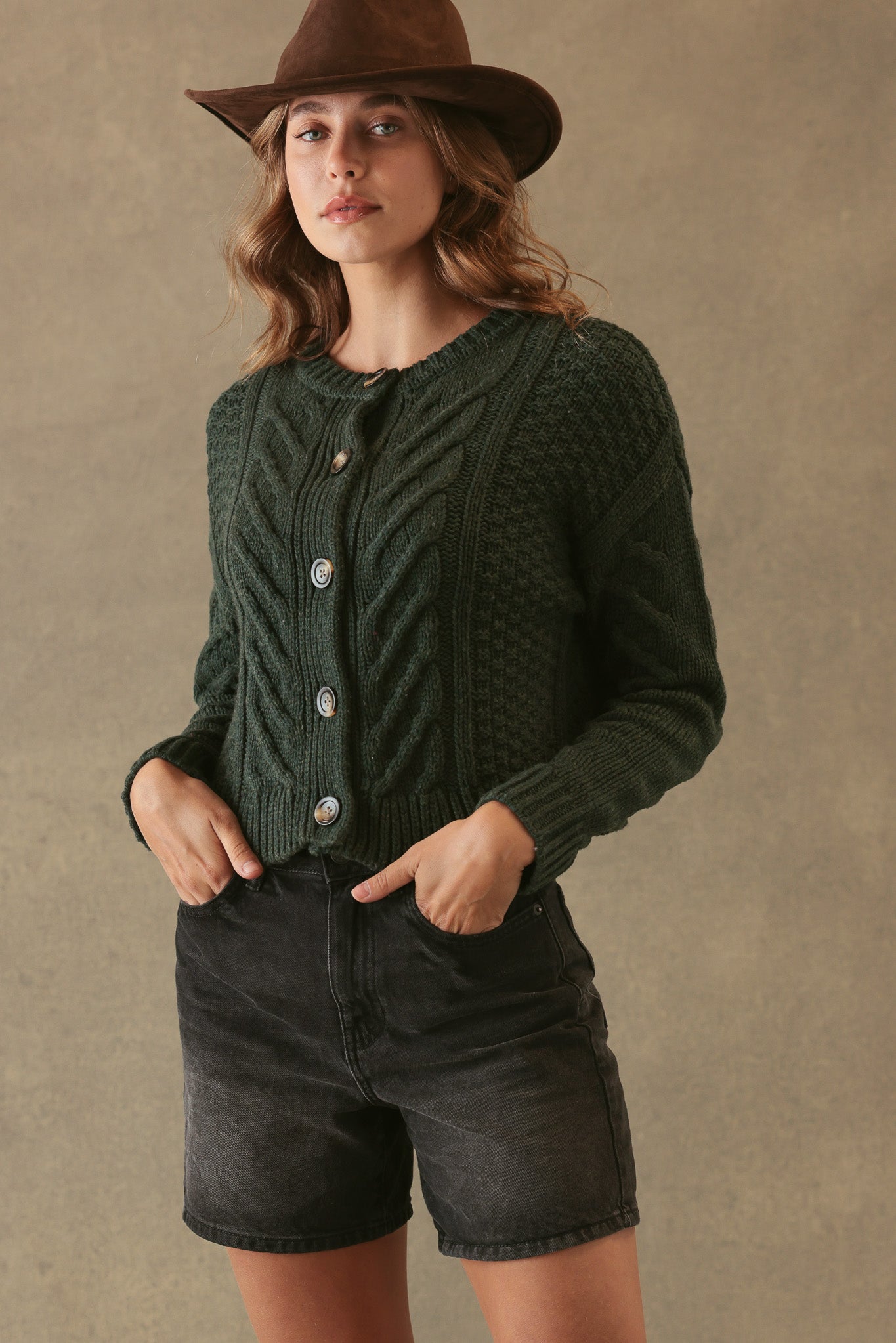 Malia Cropped Modern Cable Cardigan