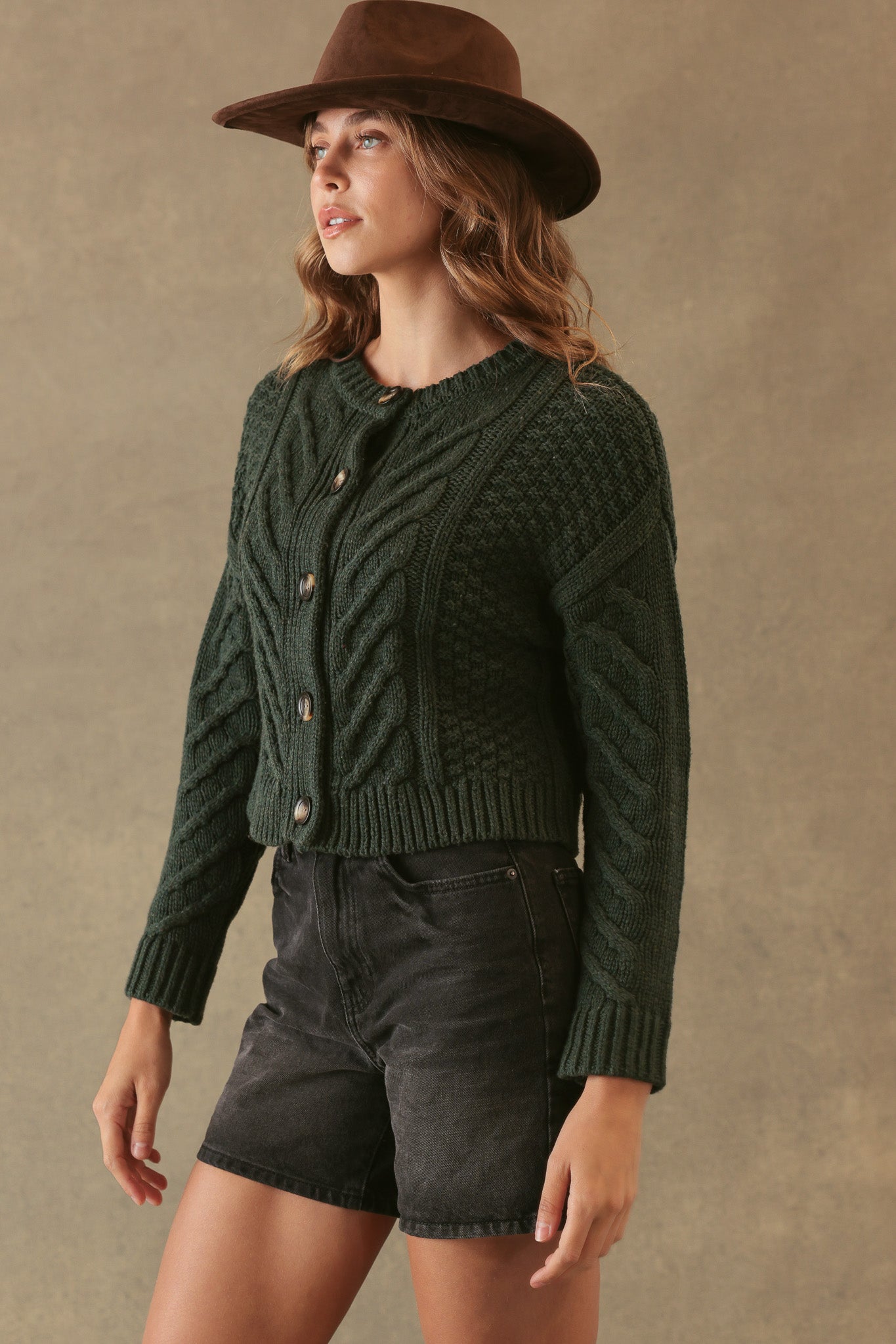 Malia Cropped Modern Cable Cardigan