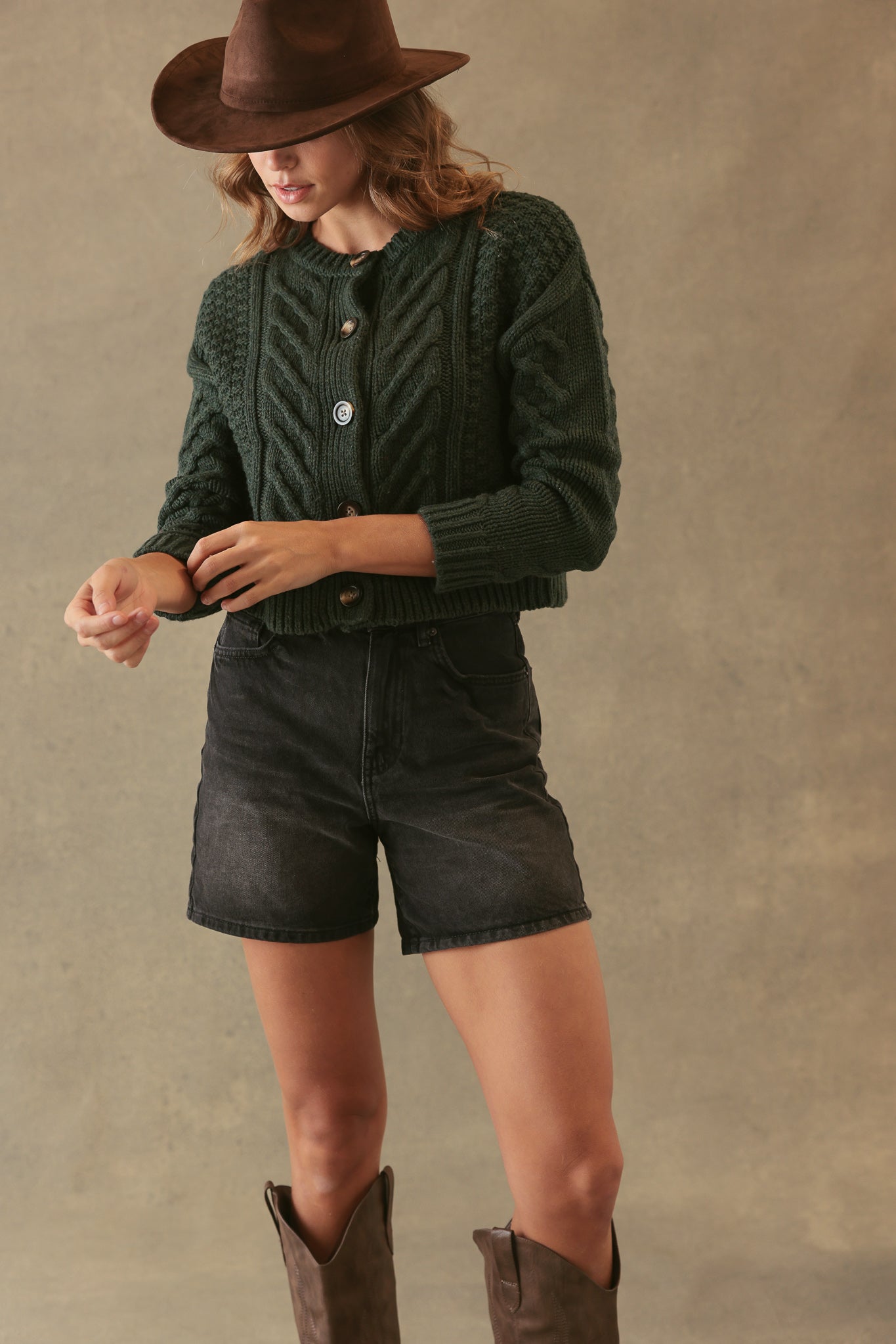 Malia Cropped Modern Cable Cardigan