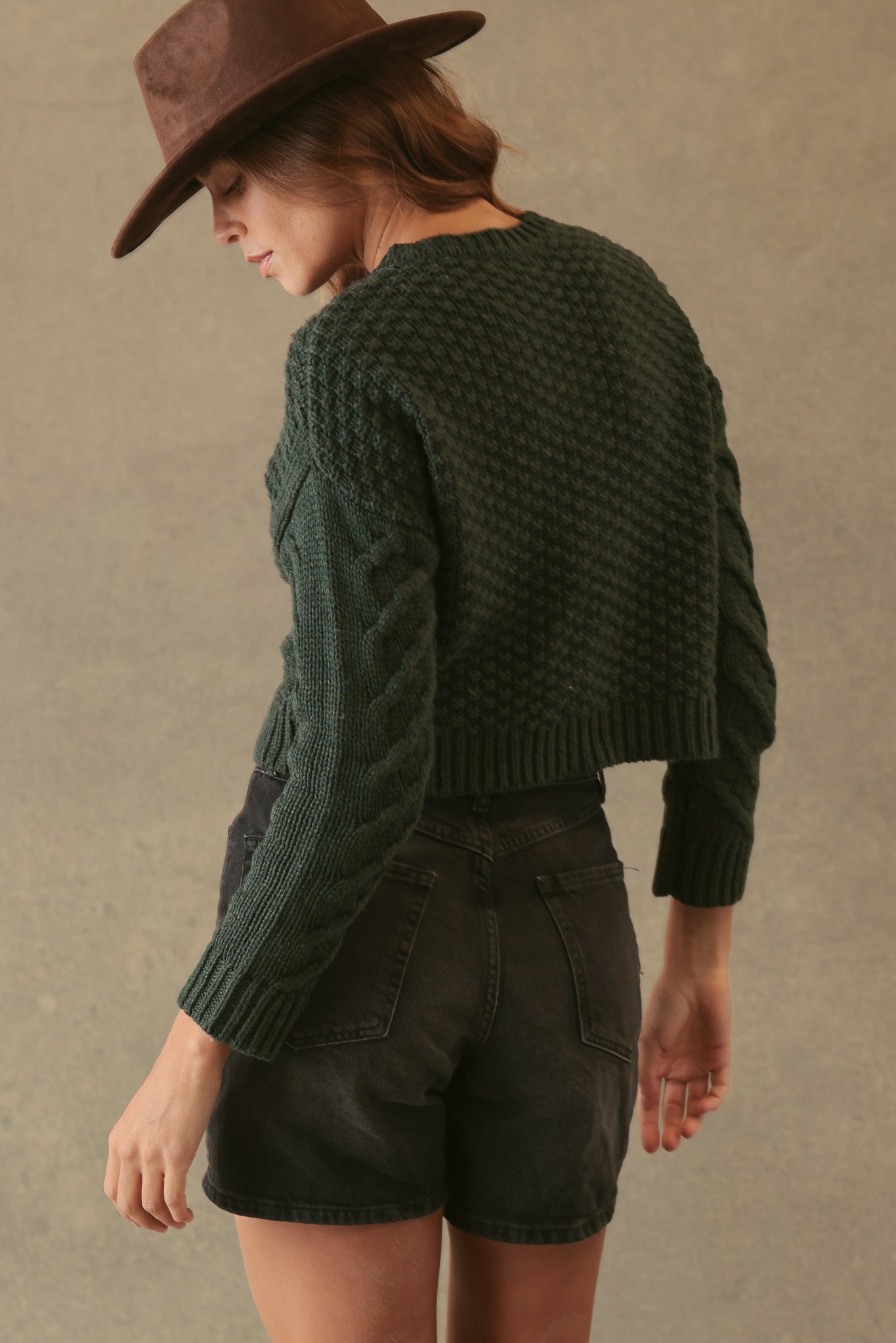 Malia Cropped Modern Cable Cardigan