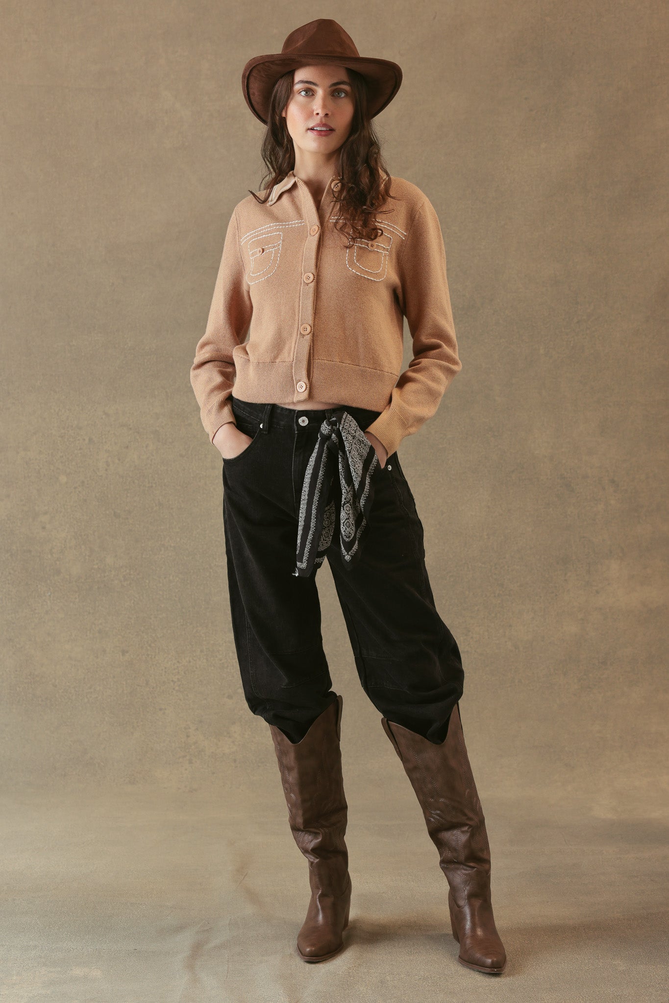 Shirley Collared Cardigan with Special Stitches