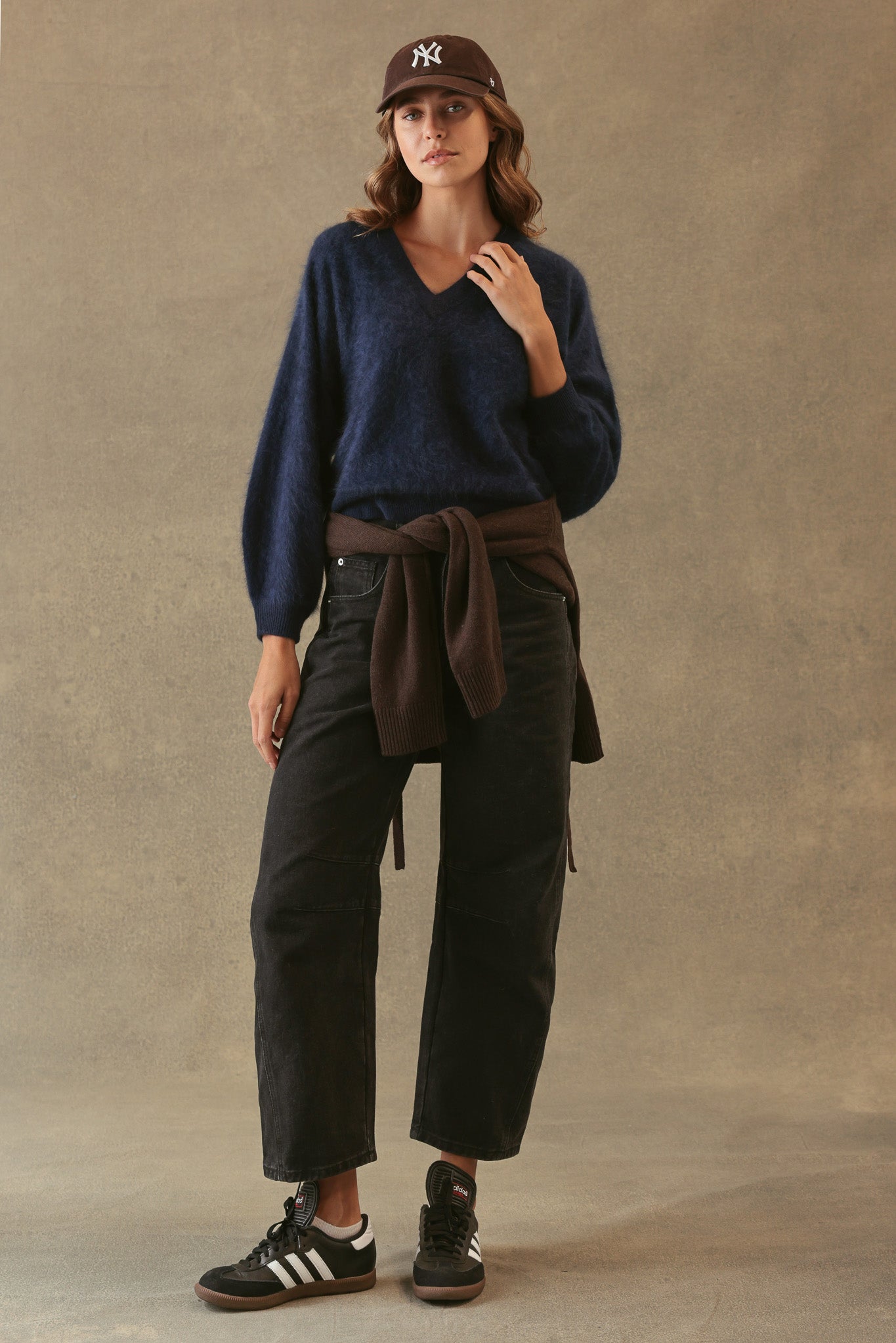 Sue Fuzzy Cashmere V Neck Pullover