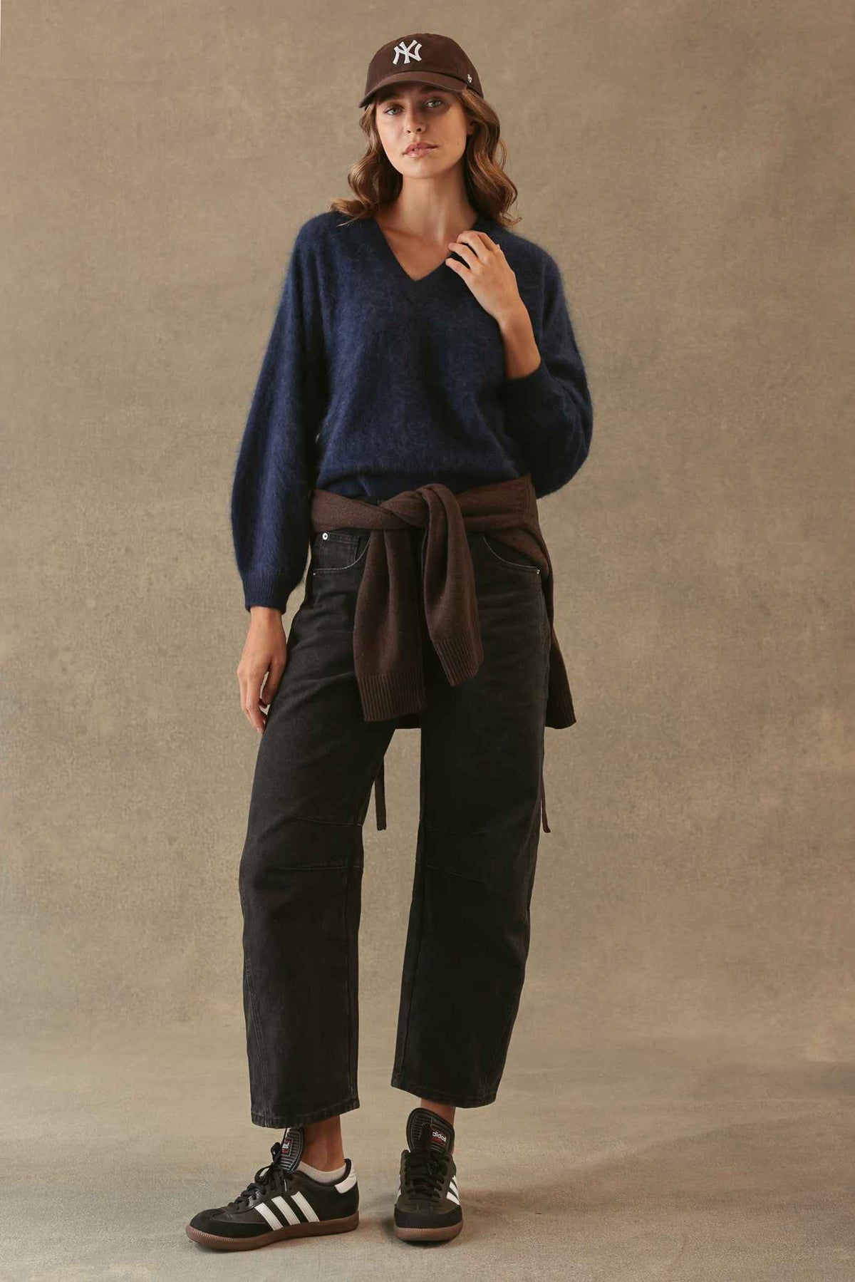 Sue Fuzzy Cashmere V Neck Pullover