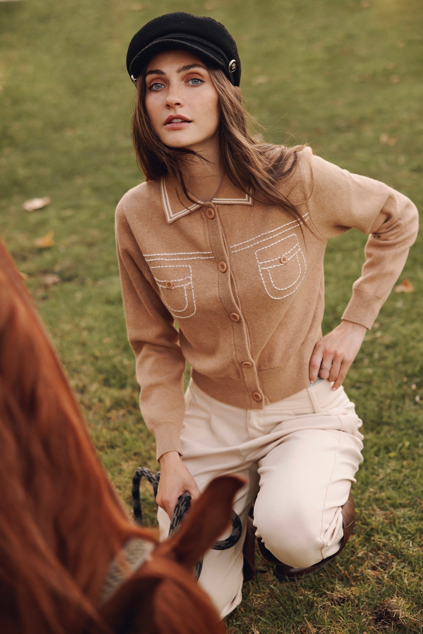Shirley Collared Cardigan with Special Stitches
