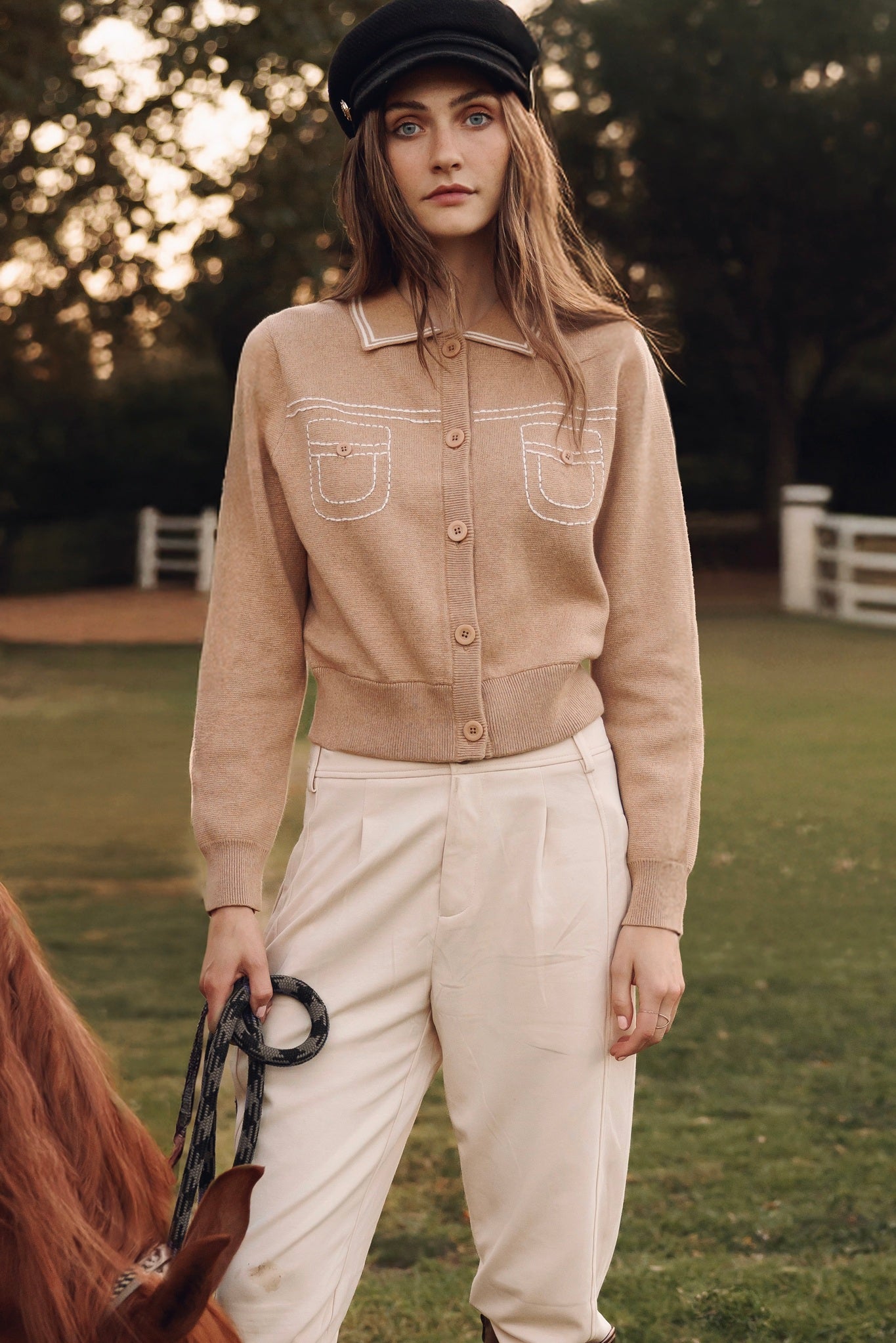 Shirley Collared Cardigan with Special Stitches