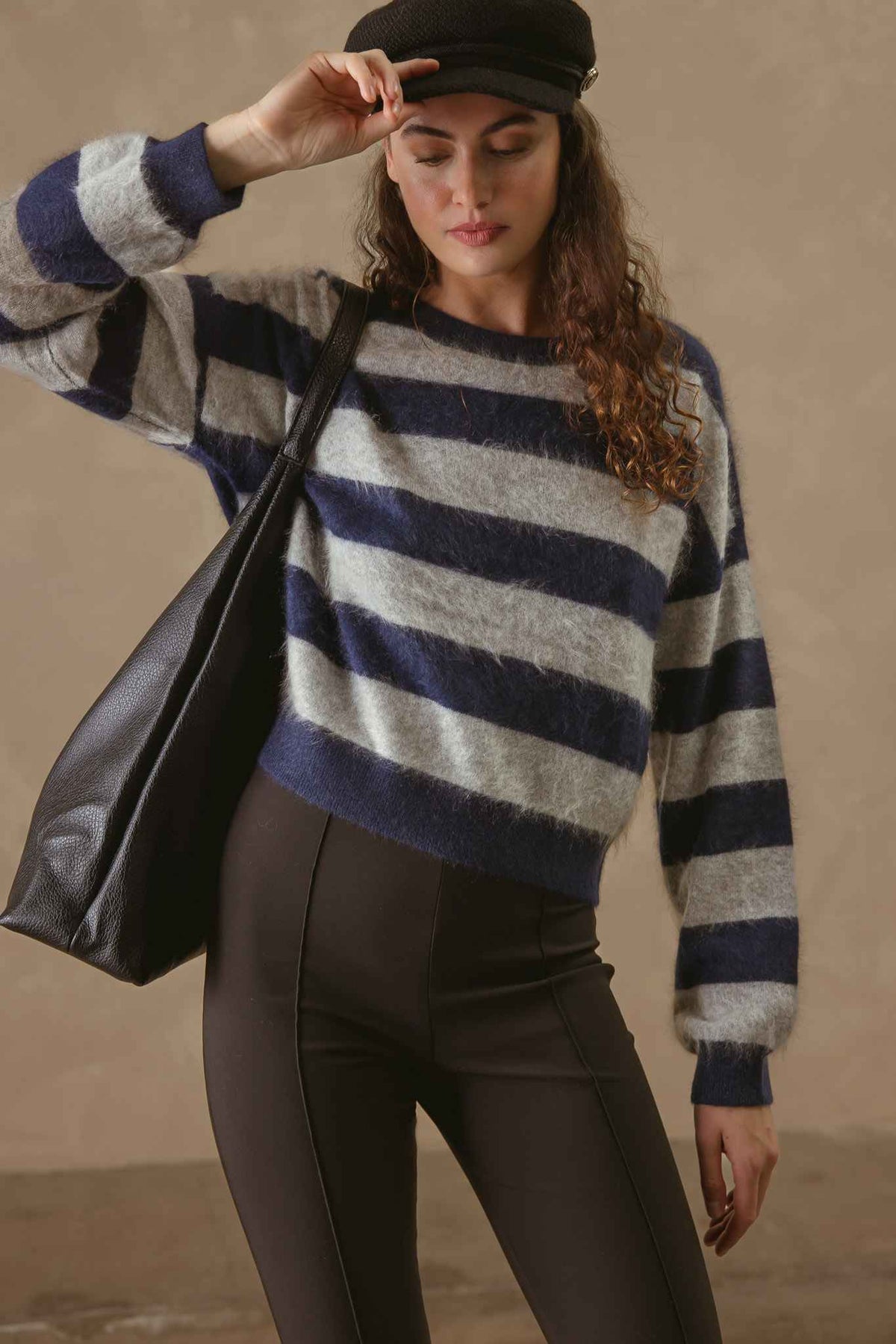Elidia Fuzzy Striped Cashmere Pullover