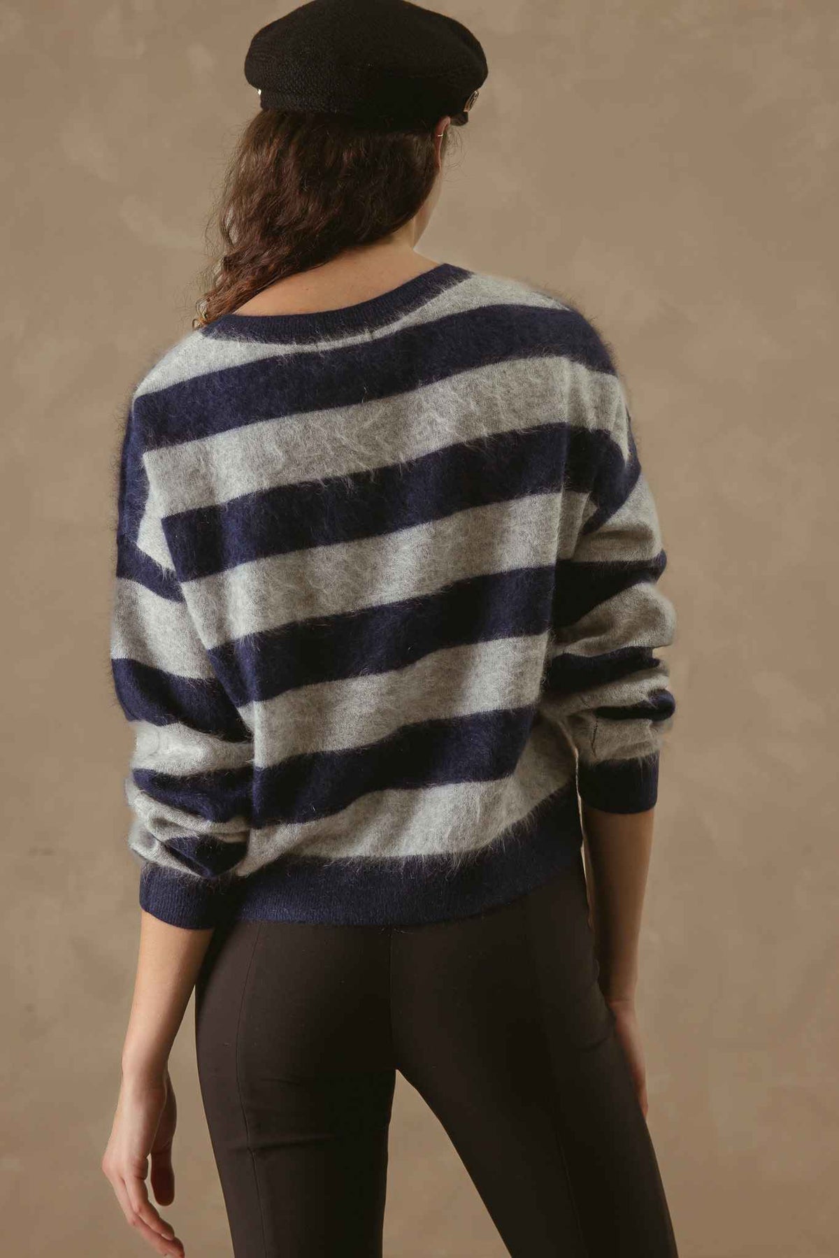 Elidia Fuzzy Striped Cashmere Pullover