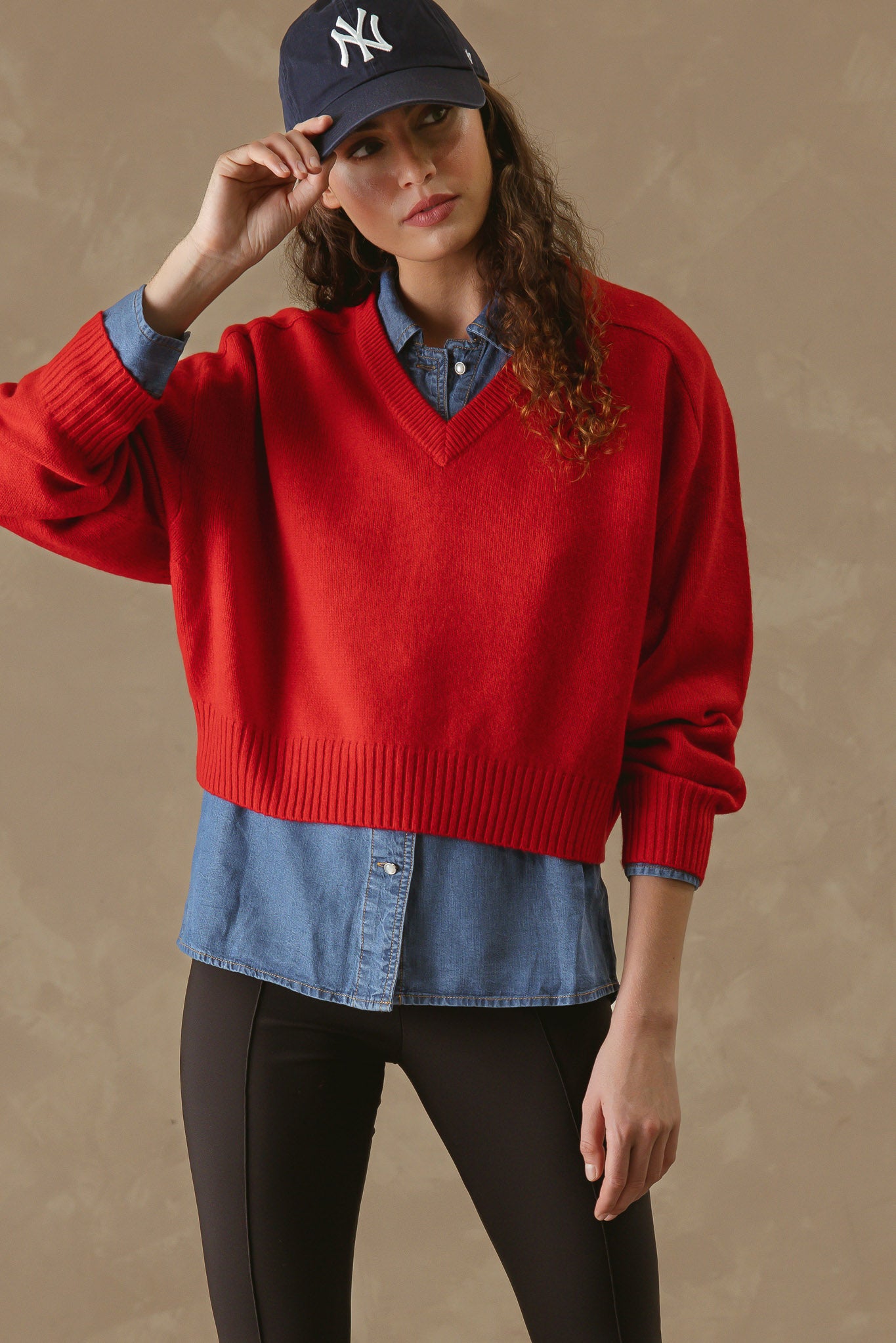 Crystal Women's Cashmere V Neck Pullover