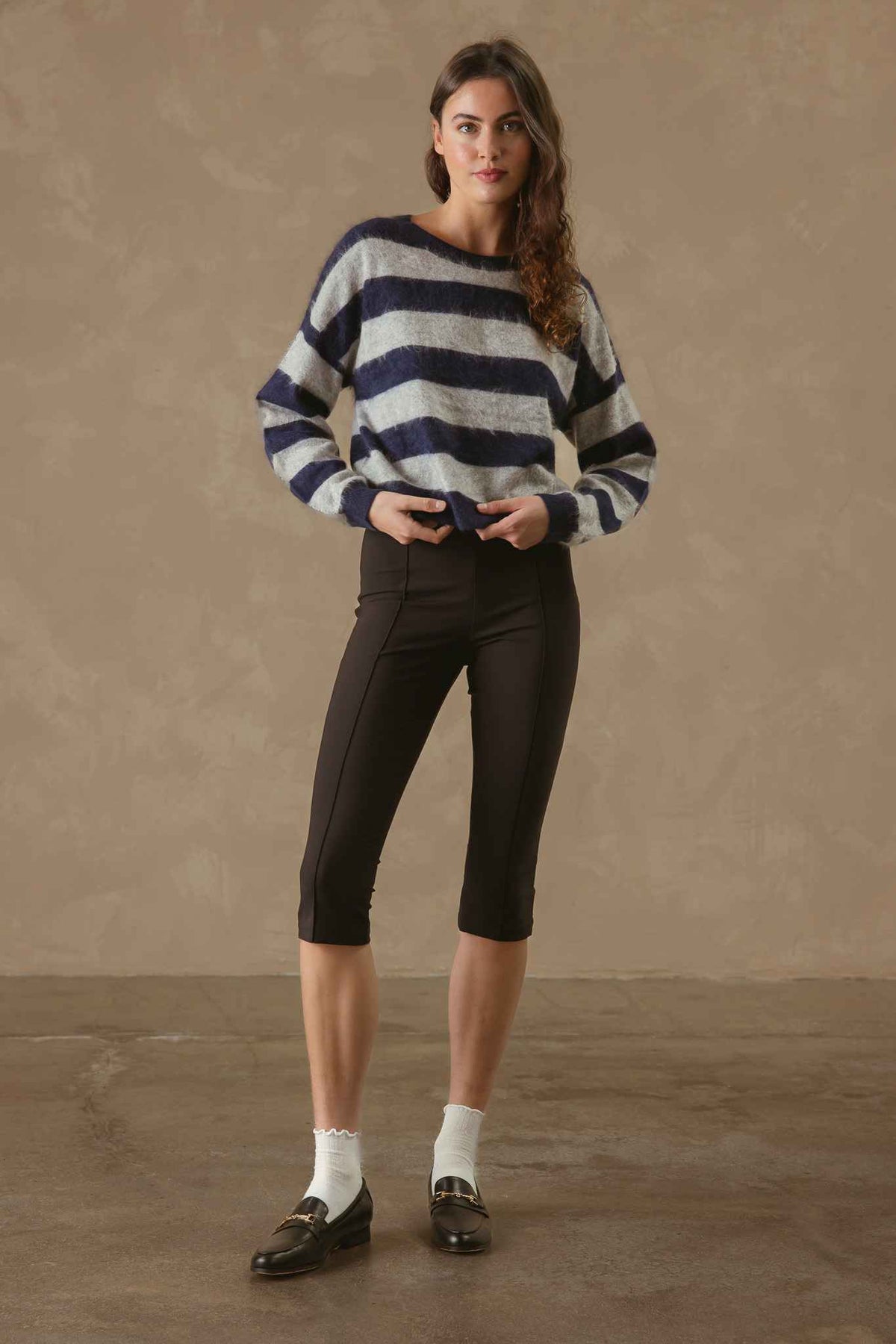Elidia Fuzzy Striped Cashmere Pullover