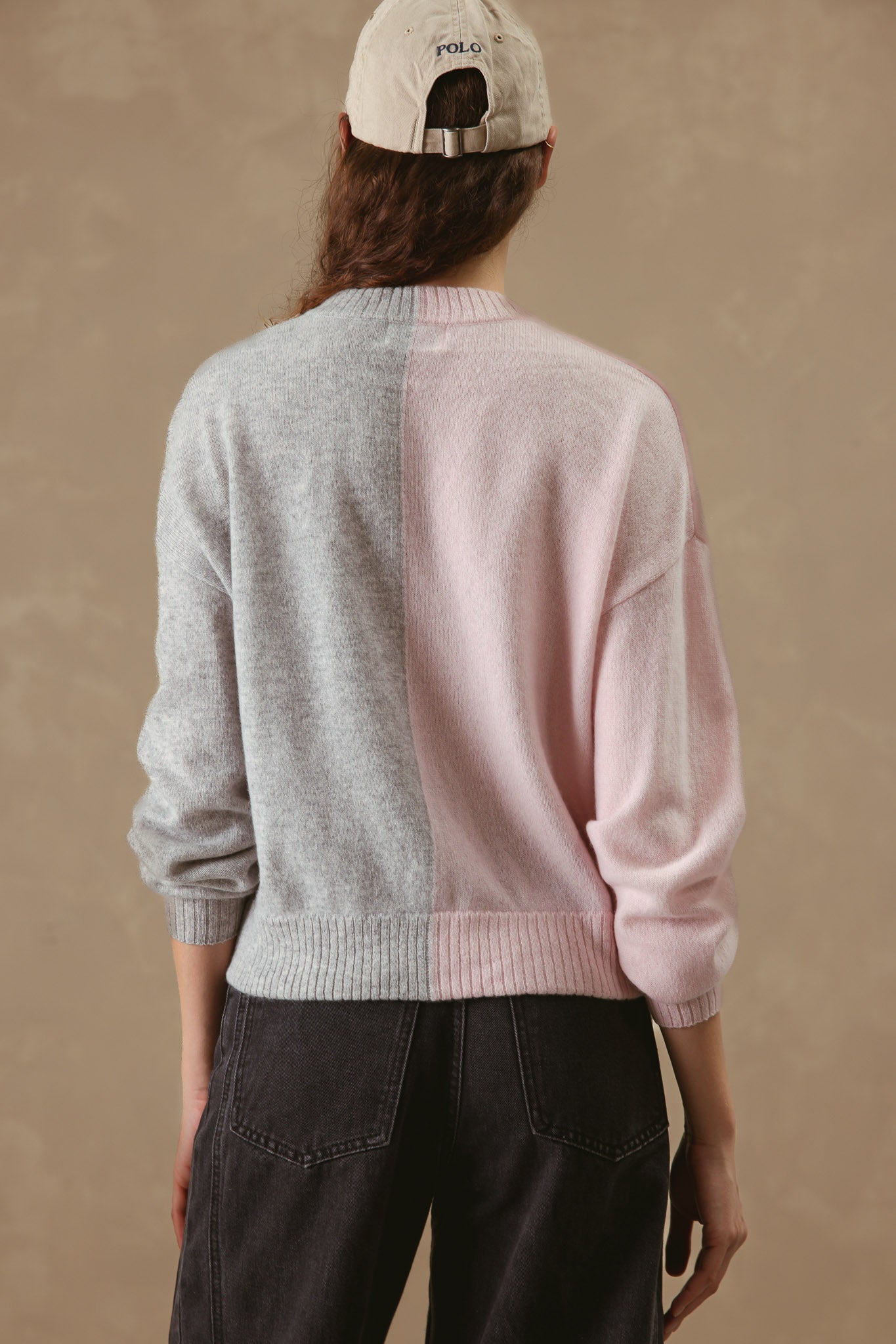Simone Color Blocked Cashmere V Neck