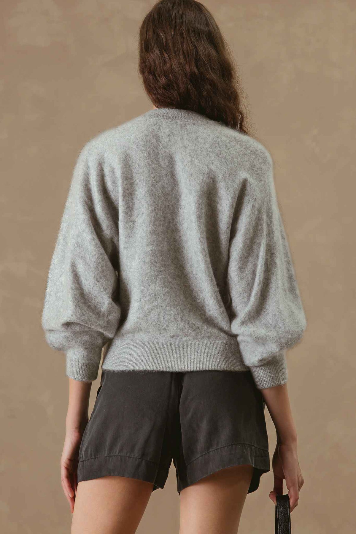 Sue Fuzzy Cashmere V Neck Pullover