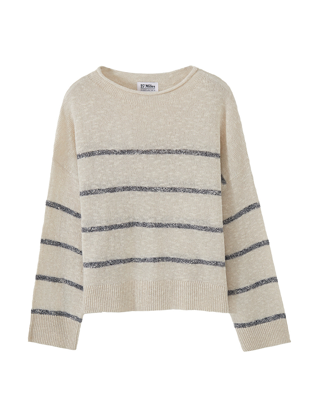 Emel Silk Linen Blend Long Sleeve Stripe Top