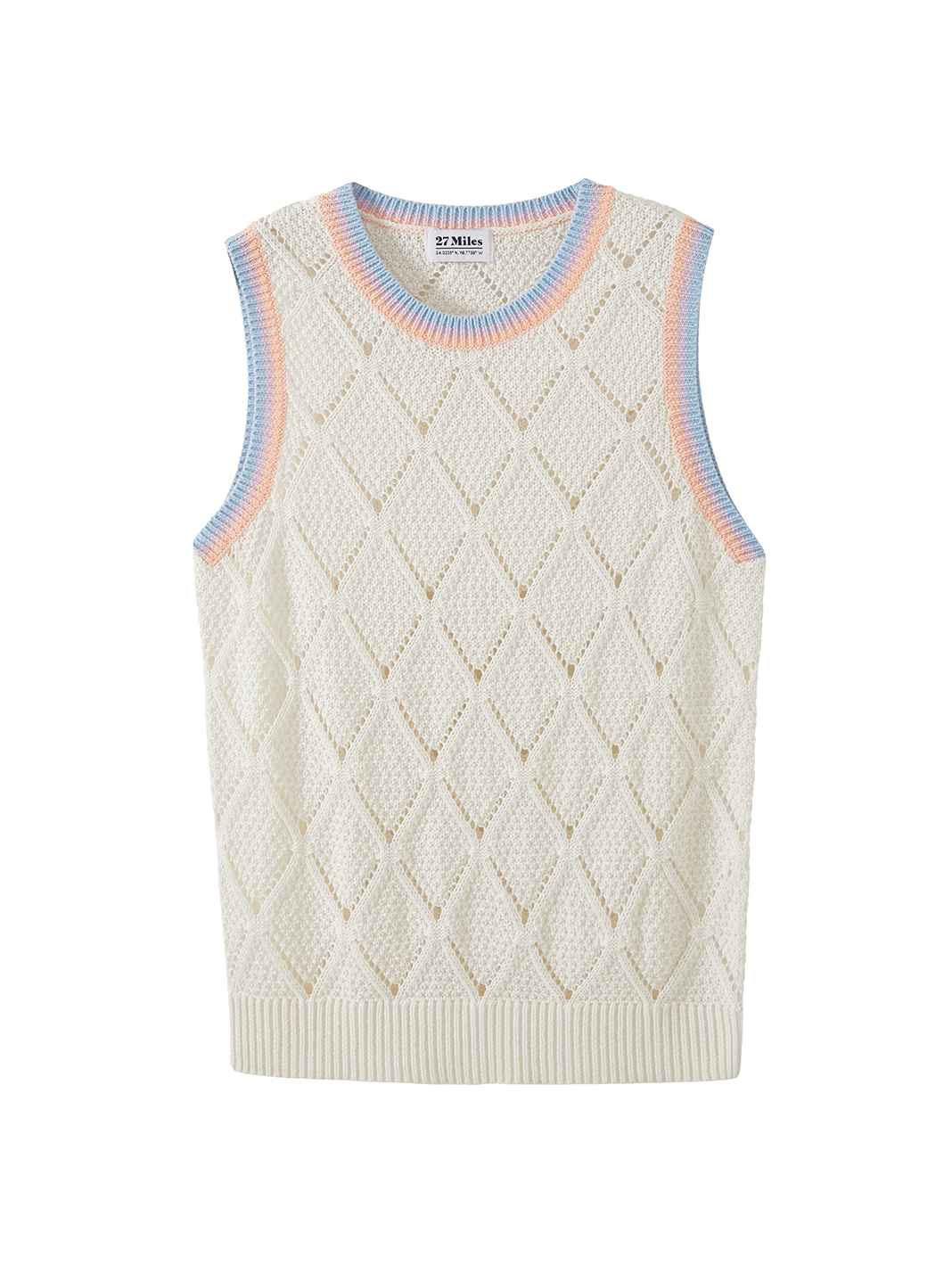 Ayah Texture Cotton Tank with Multi Stripe Trim