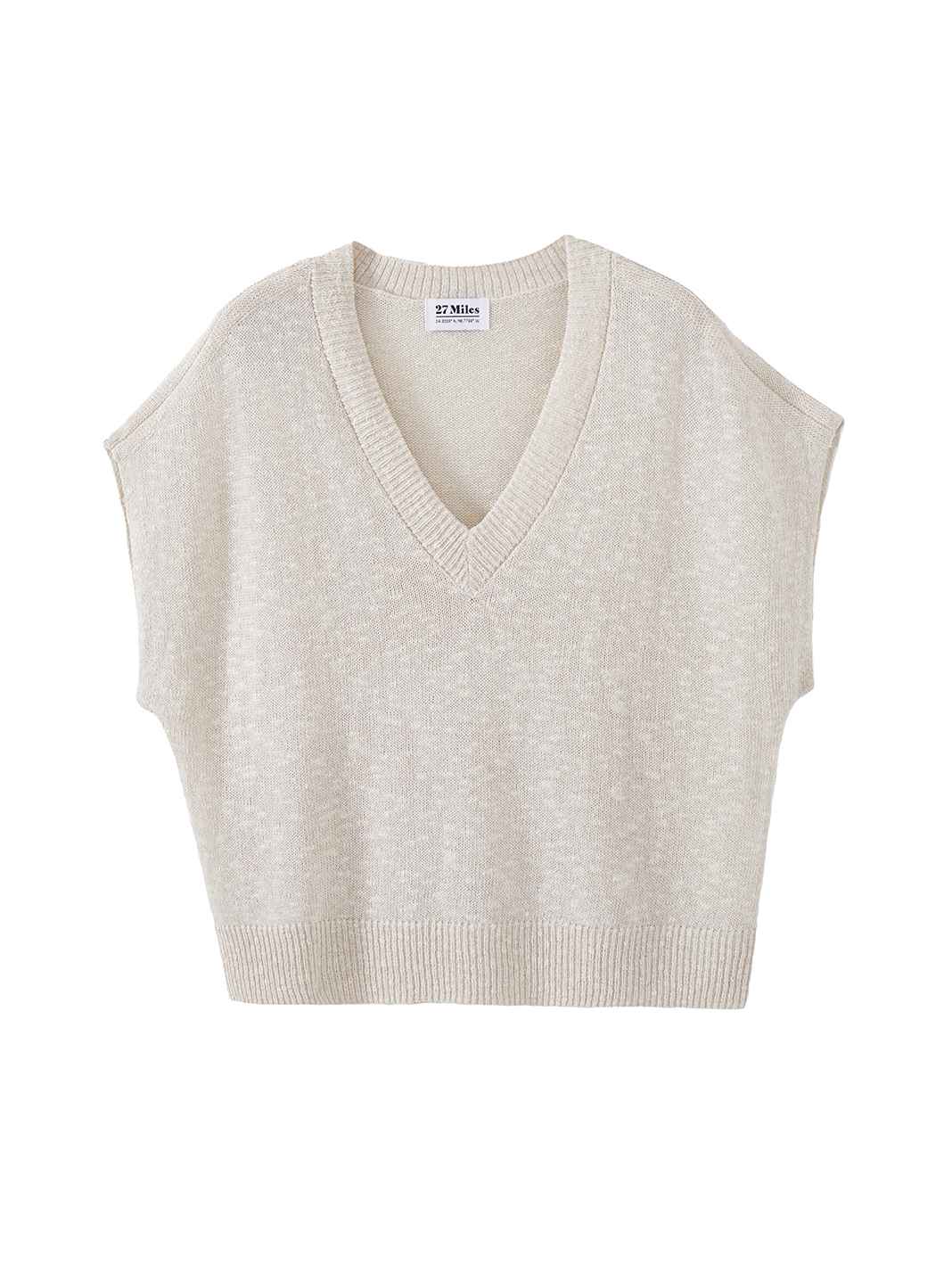 Baria Slub Linen Silk Blend V Neck Top