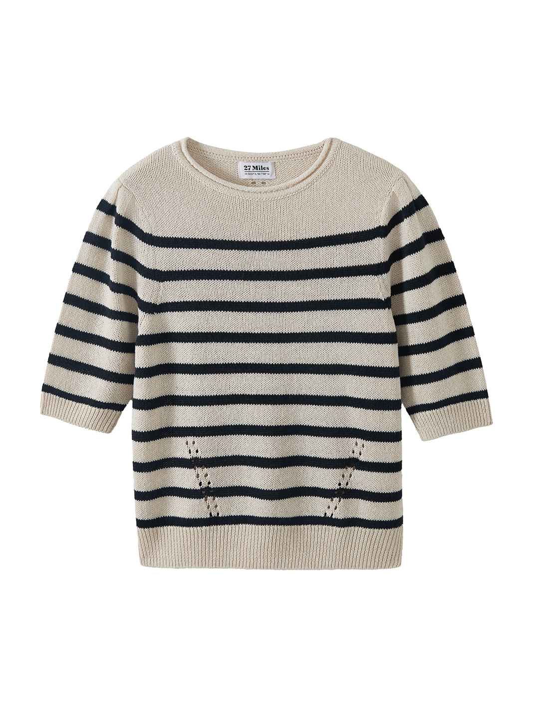 Elenor Linen Blend Striped Short Sleeve